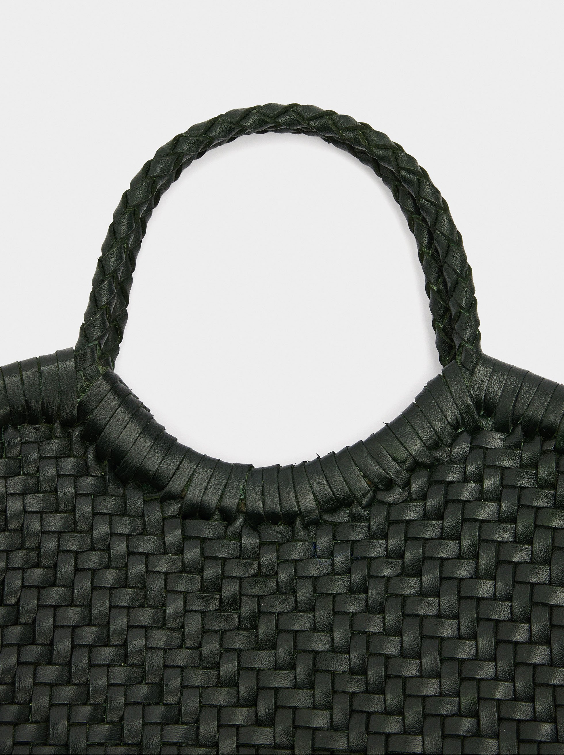 Tote bag with braided leather image number 2.0