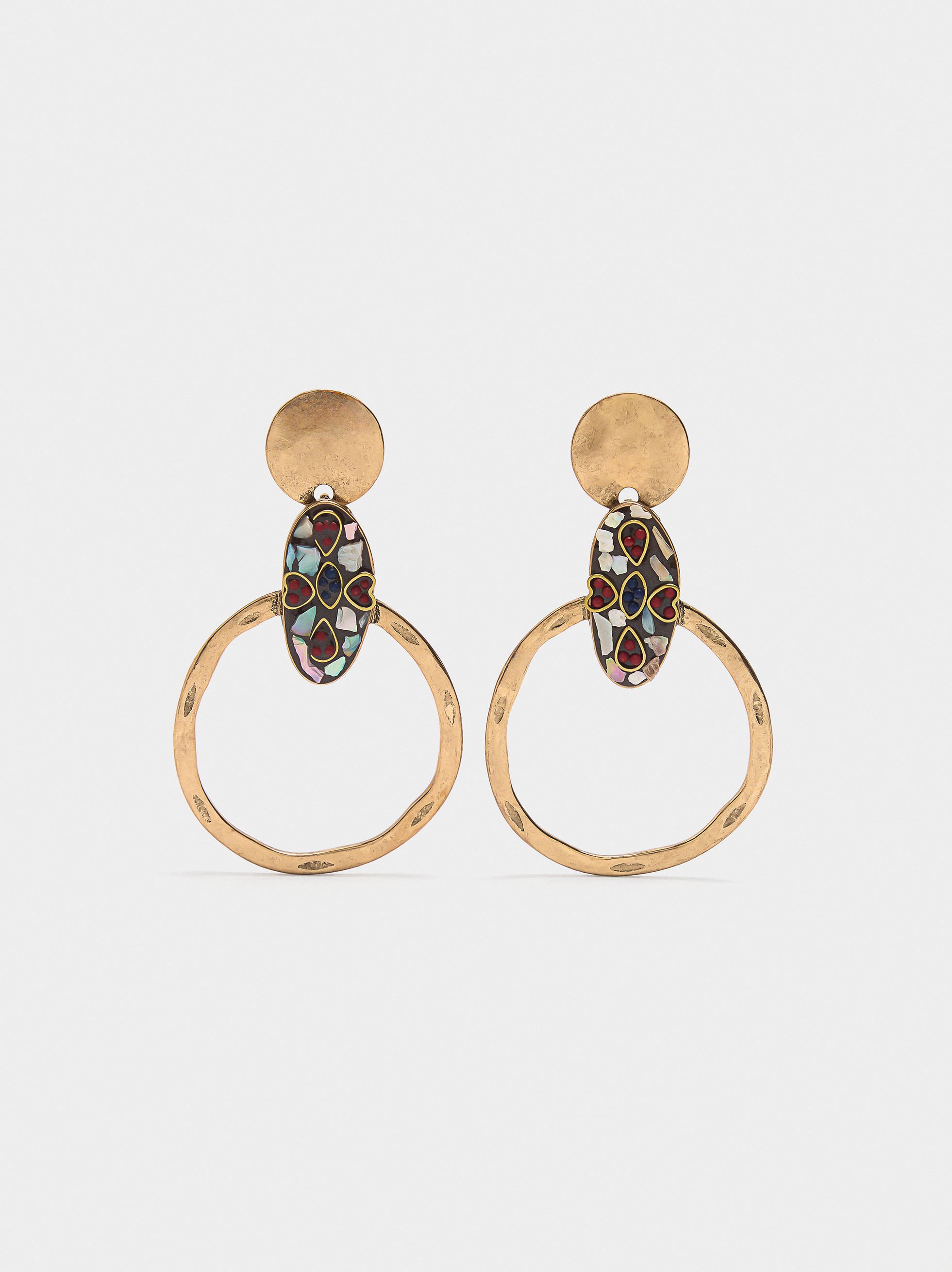 Long earrings with ethnic detail image number 0.0