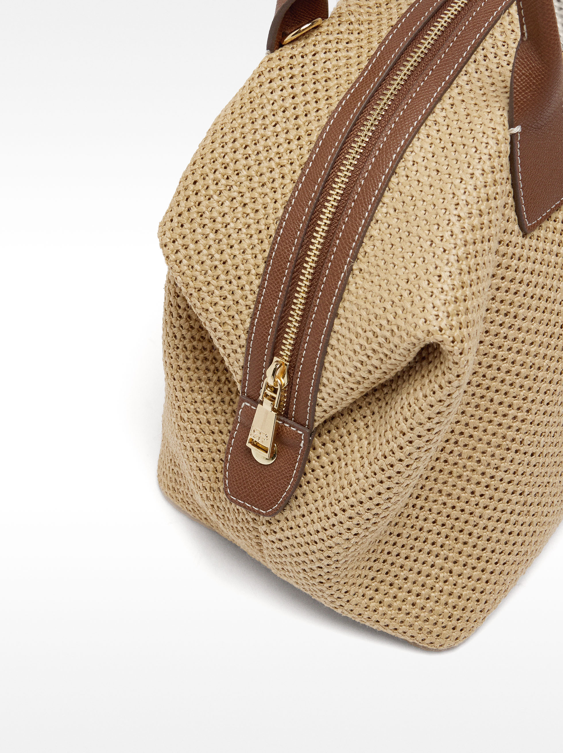 Borsa shopper effetto paglia con tracolla image number 1.0