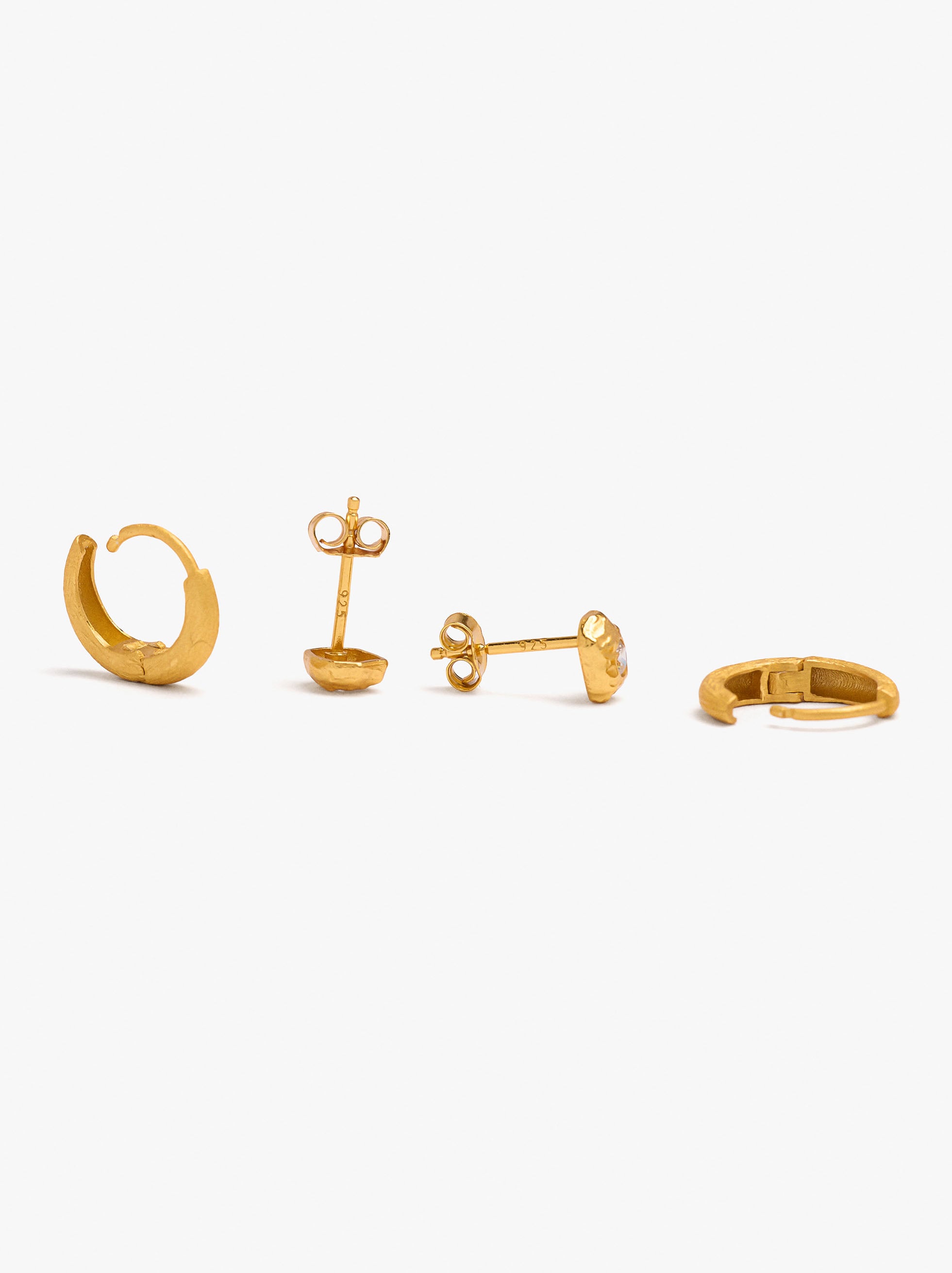 Set de brincos com zirc&oacute;nias banho de ouro 18k - prata de lei 925 image number 2.0