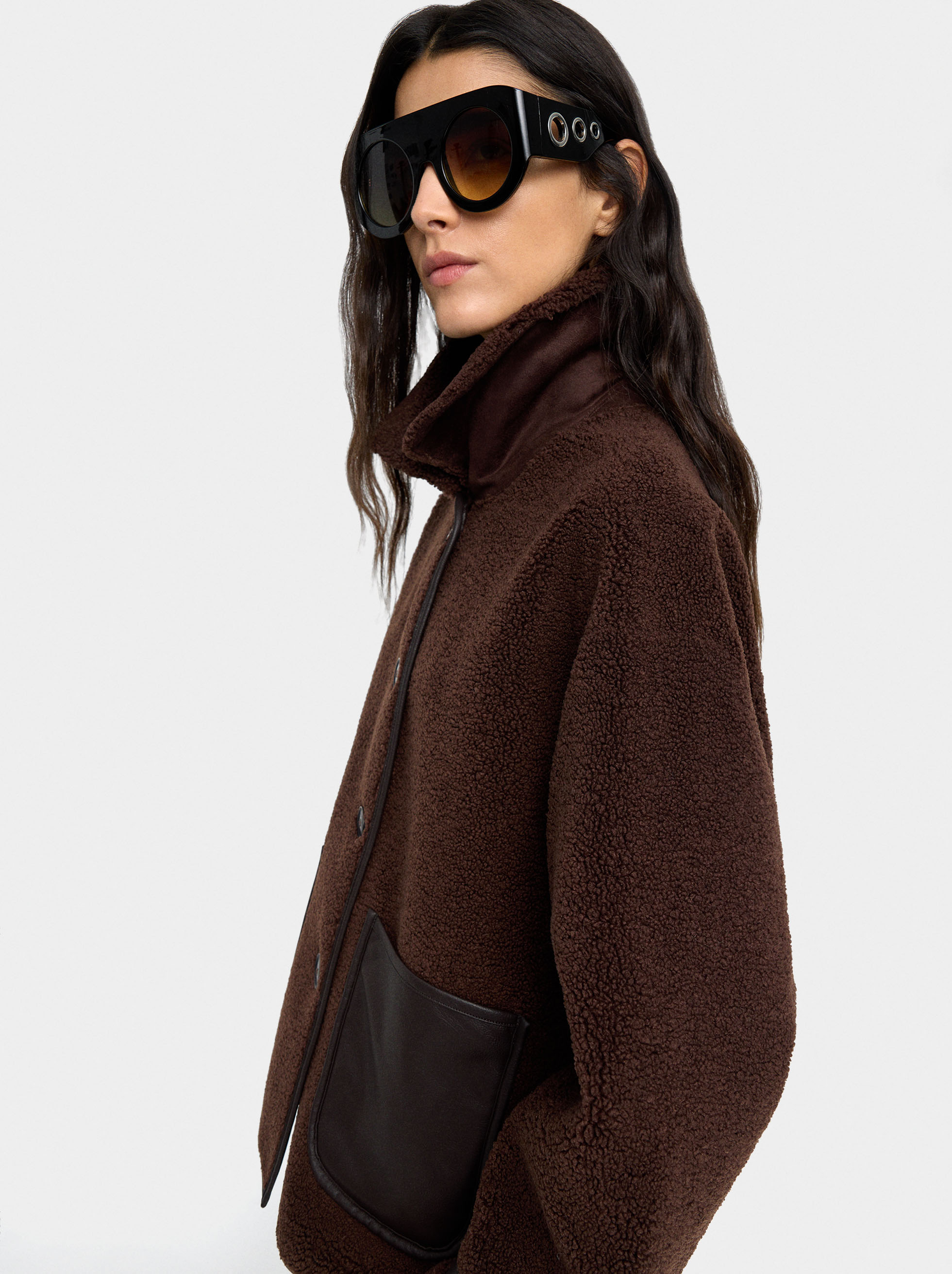 Jacket with sherpa effect and texture contrast image number 5.0