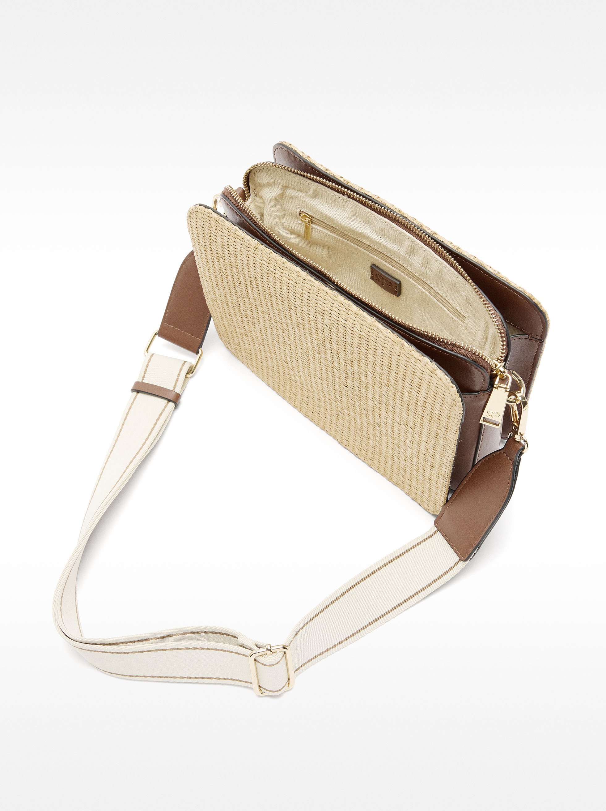 Rectangular crossbody bag straw effect image number 4.0