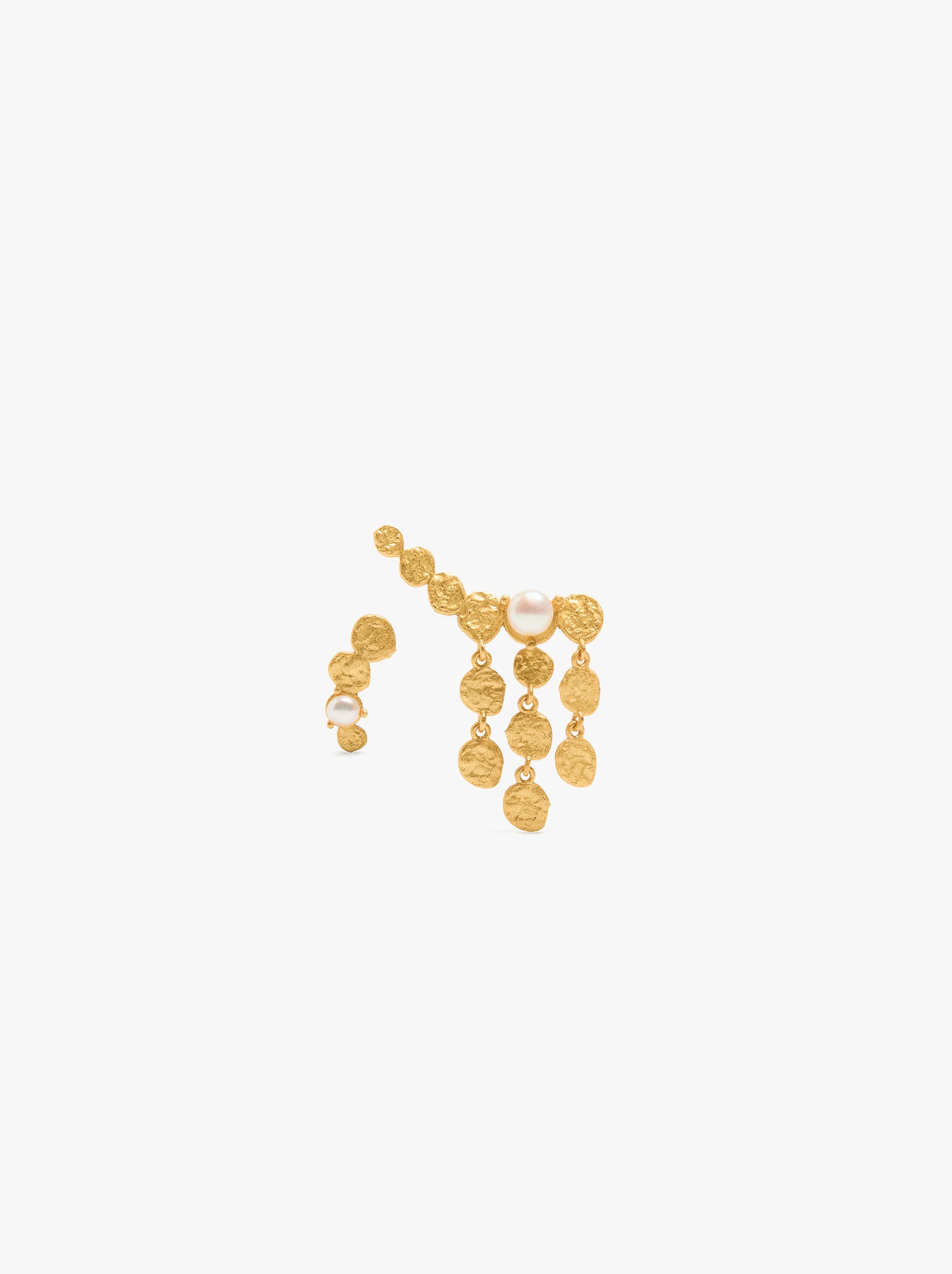 Asymmetric earrings with pearl 18k gold plated  - 925 sterling silver image number 0.0