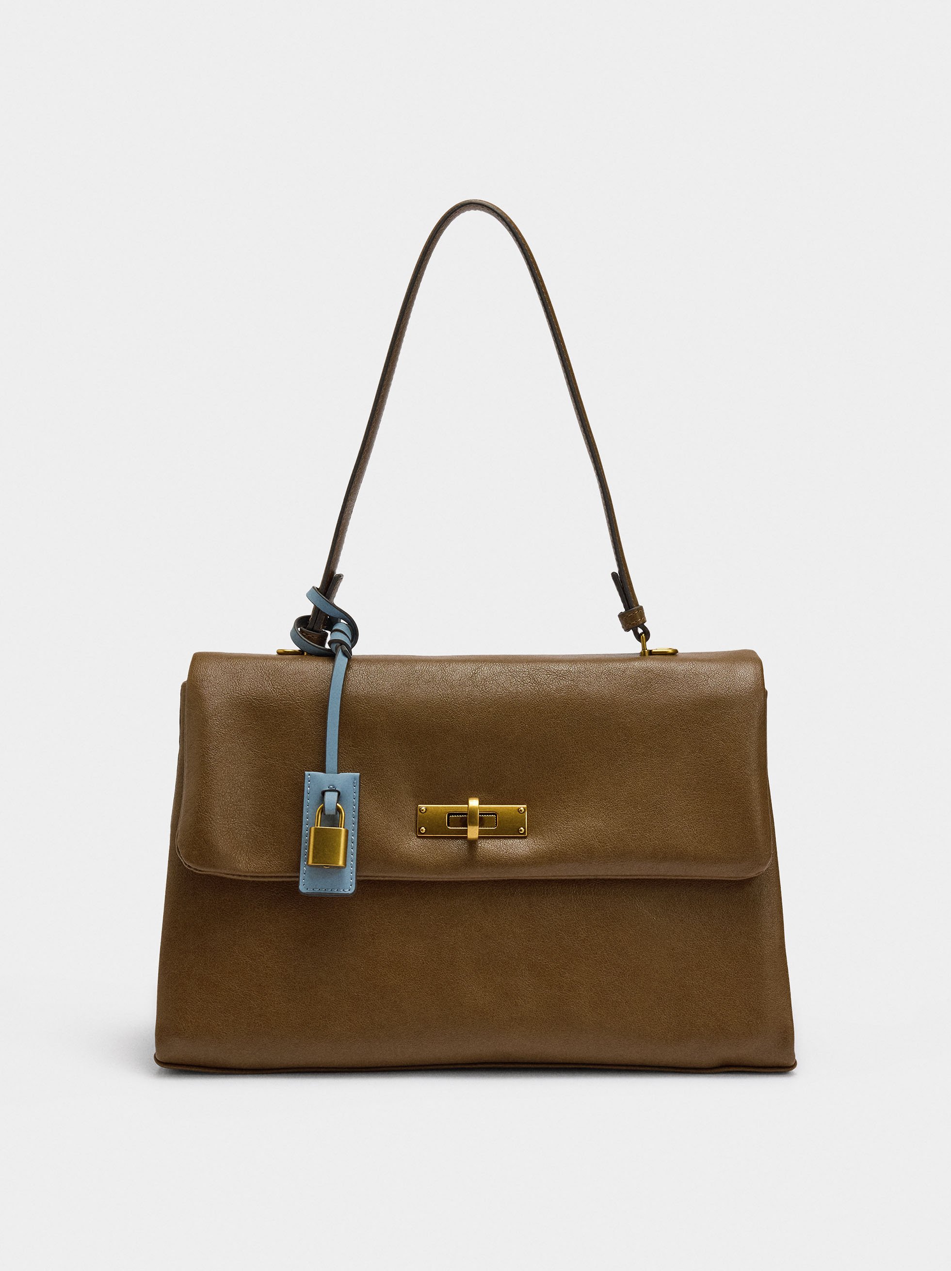 Bolso de mano con solapa y bandolera image number 0.0