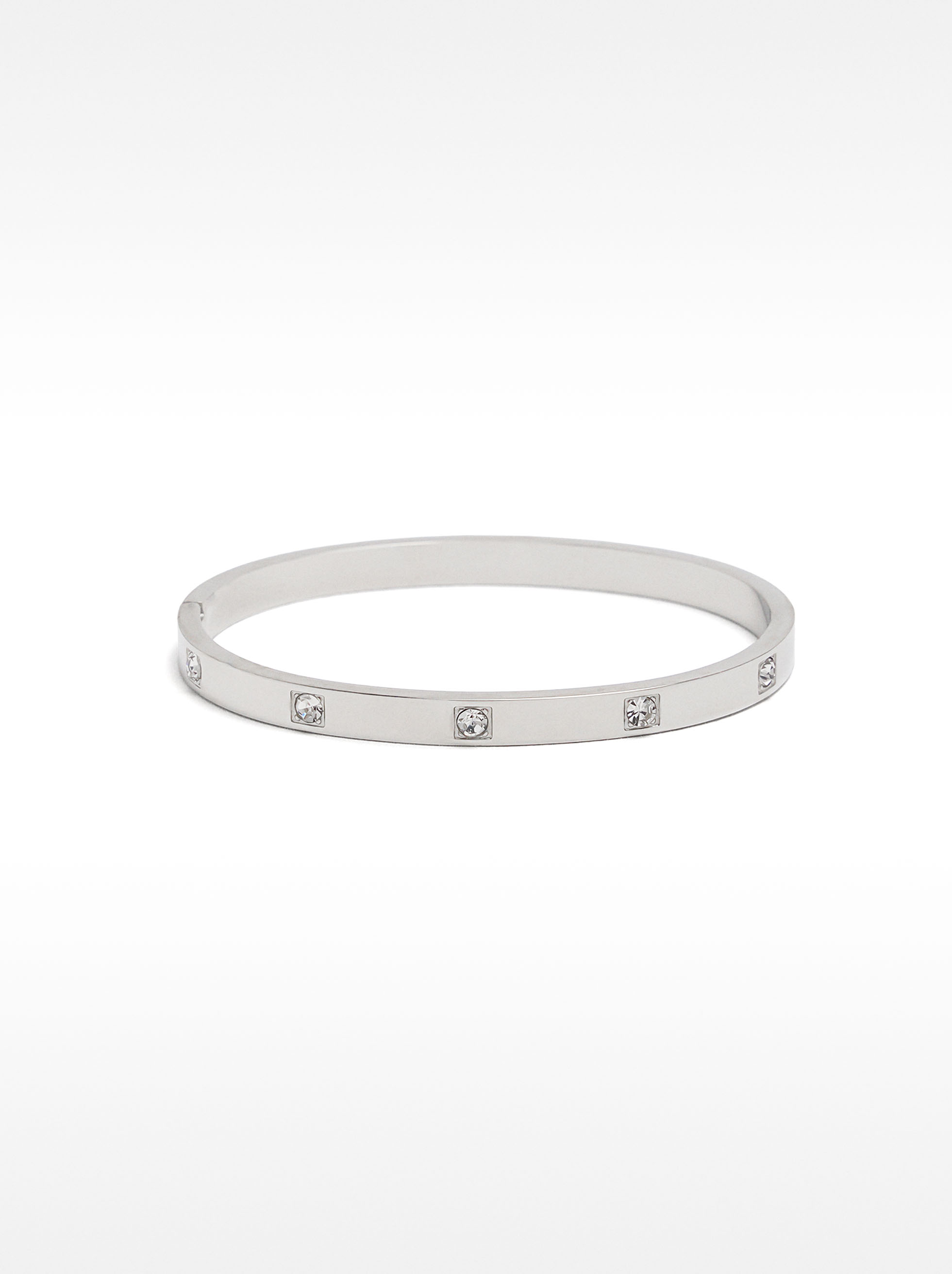 Pulseira rígida com cristais - aço inoxidável image number 0.0