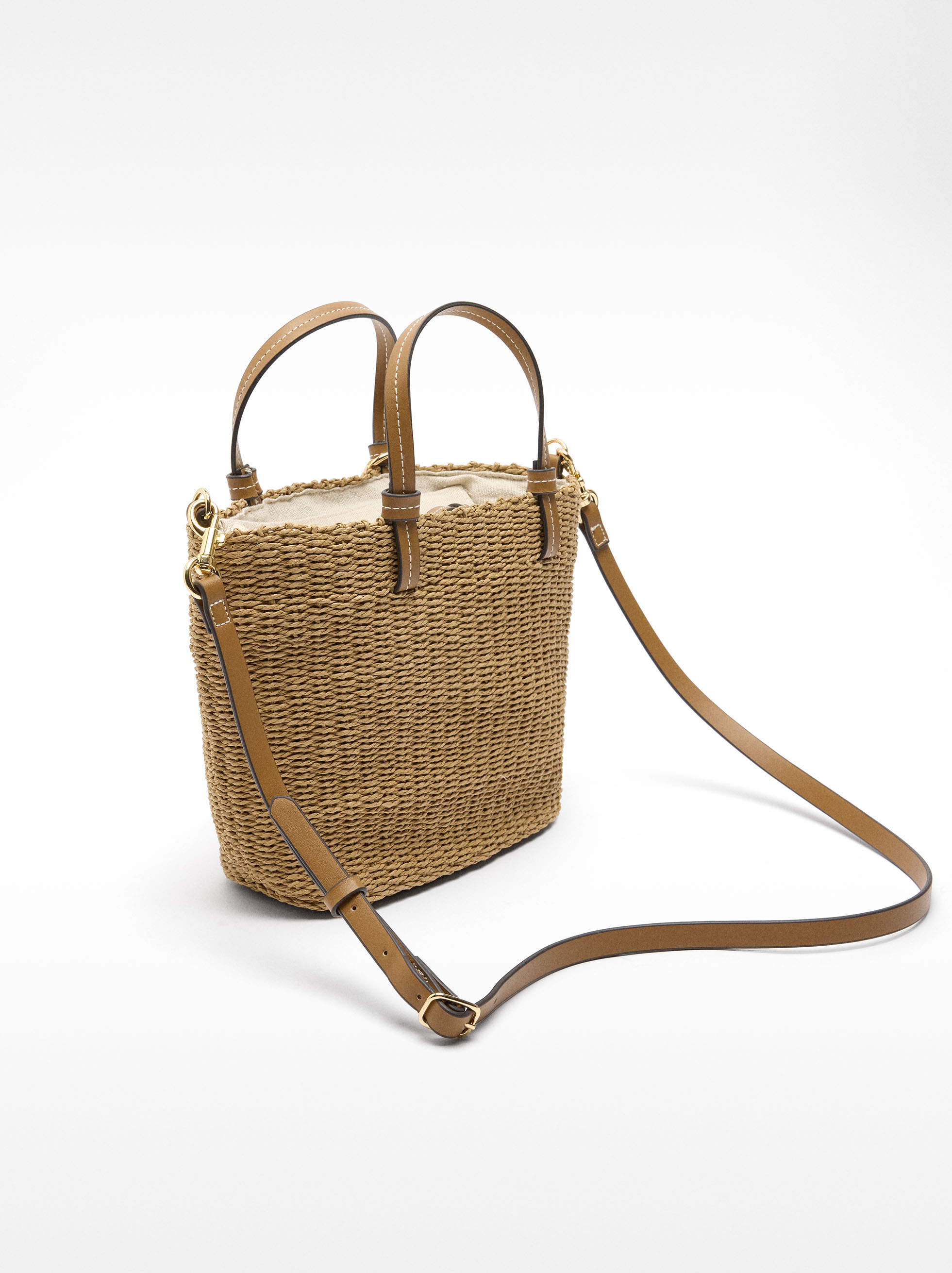Tote bag with straw effect image number 2.0