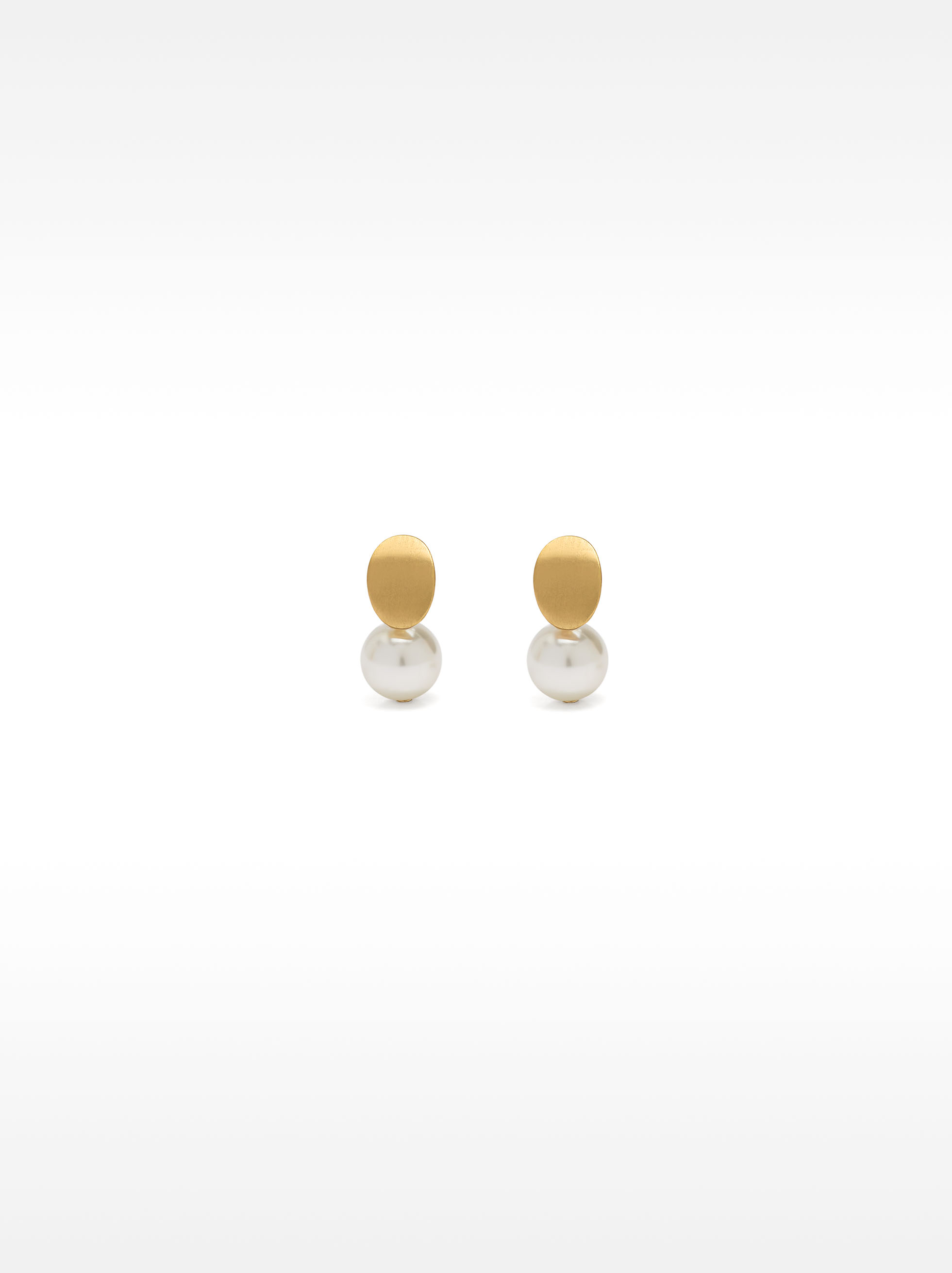 Short earrings with rhinestones, White, hi-res