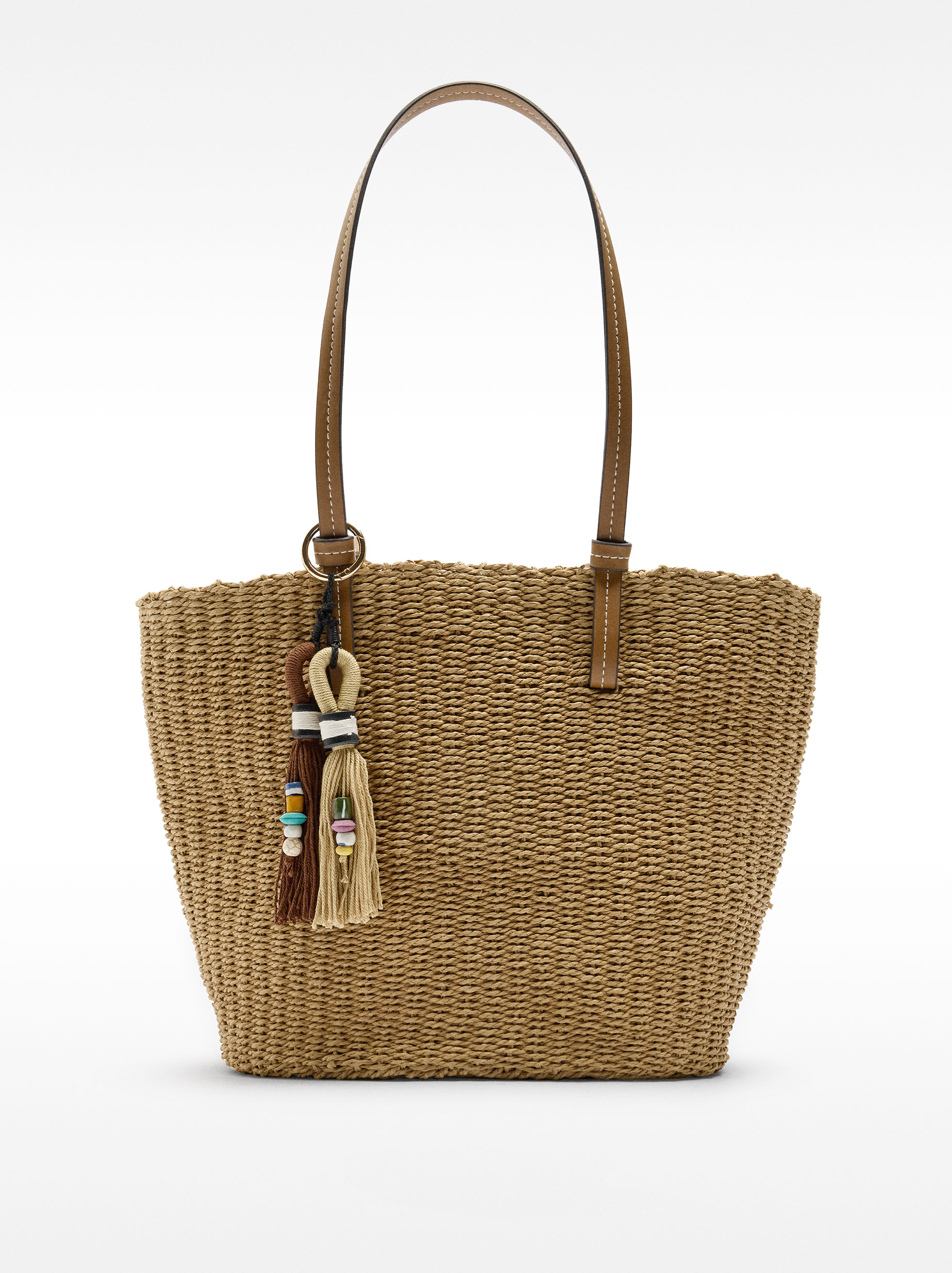 Straw-effect shoulder bag  image number 0.0