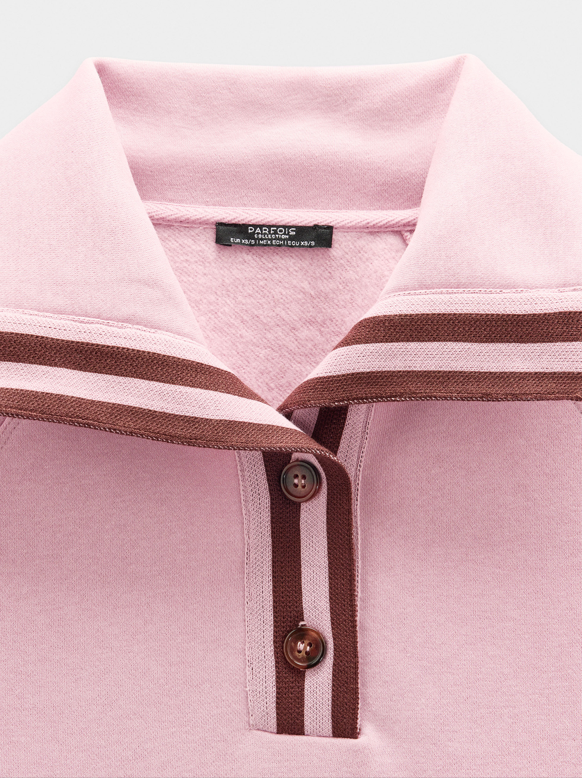 Sweatshirt with polo collar and stripes image number 6.0