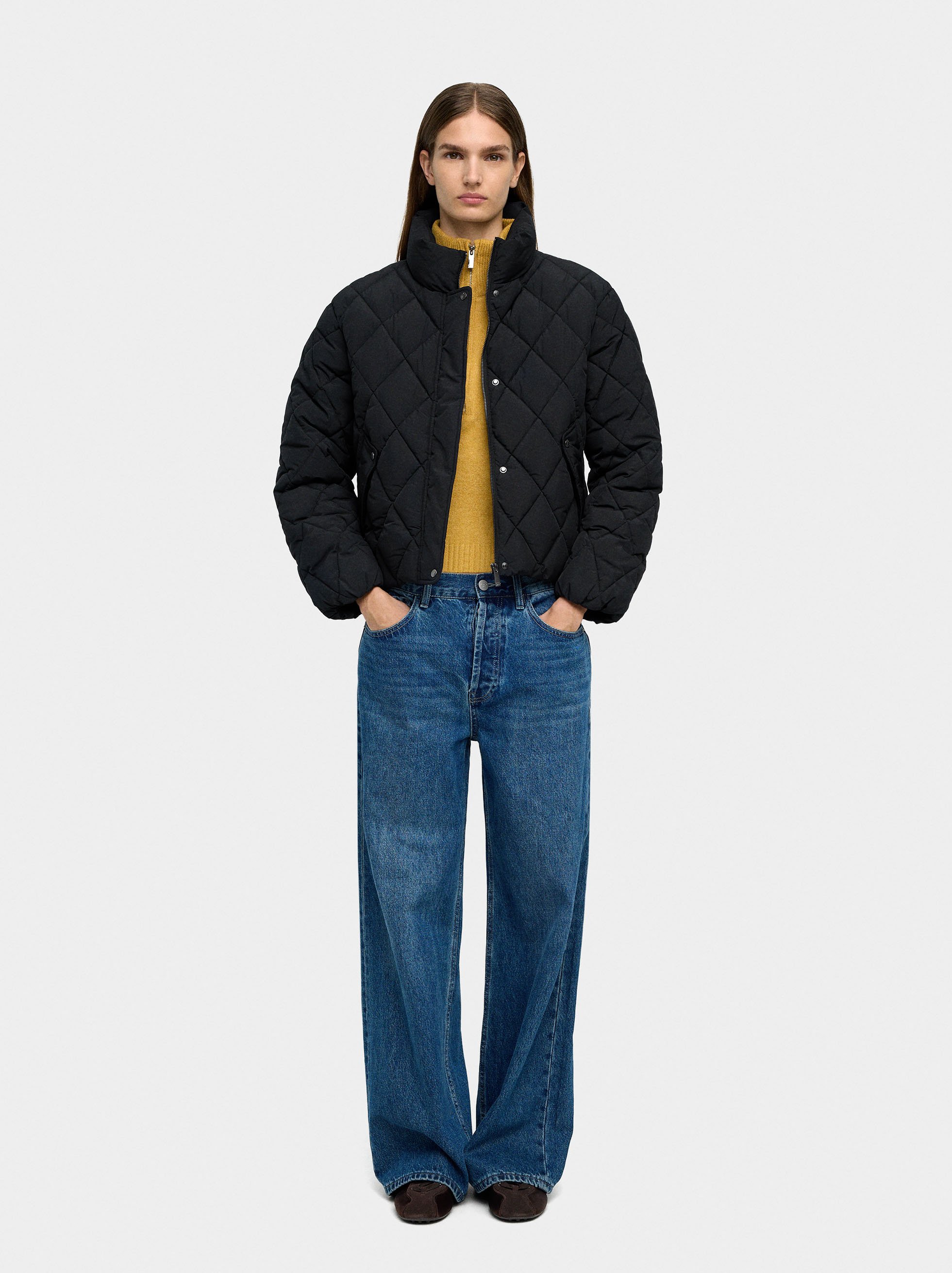 Quilted jacket with high collar image number 0.0