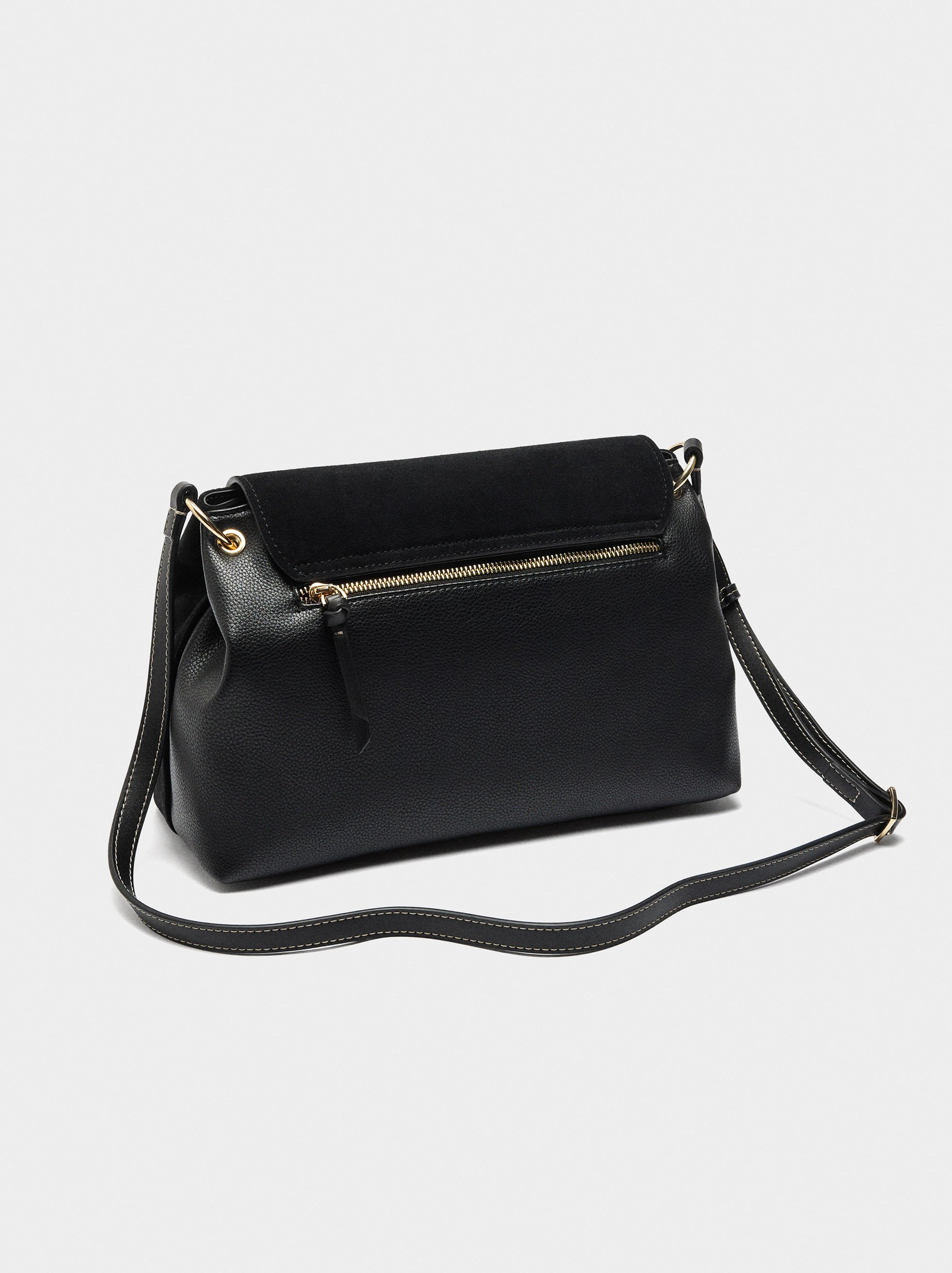 Borsa tracolla con pelle e patta image number 2.0