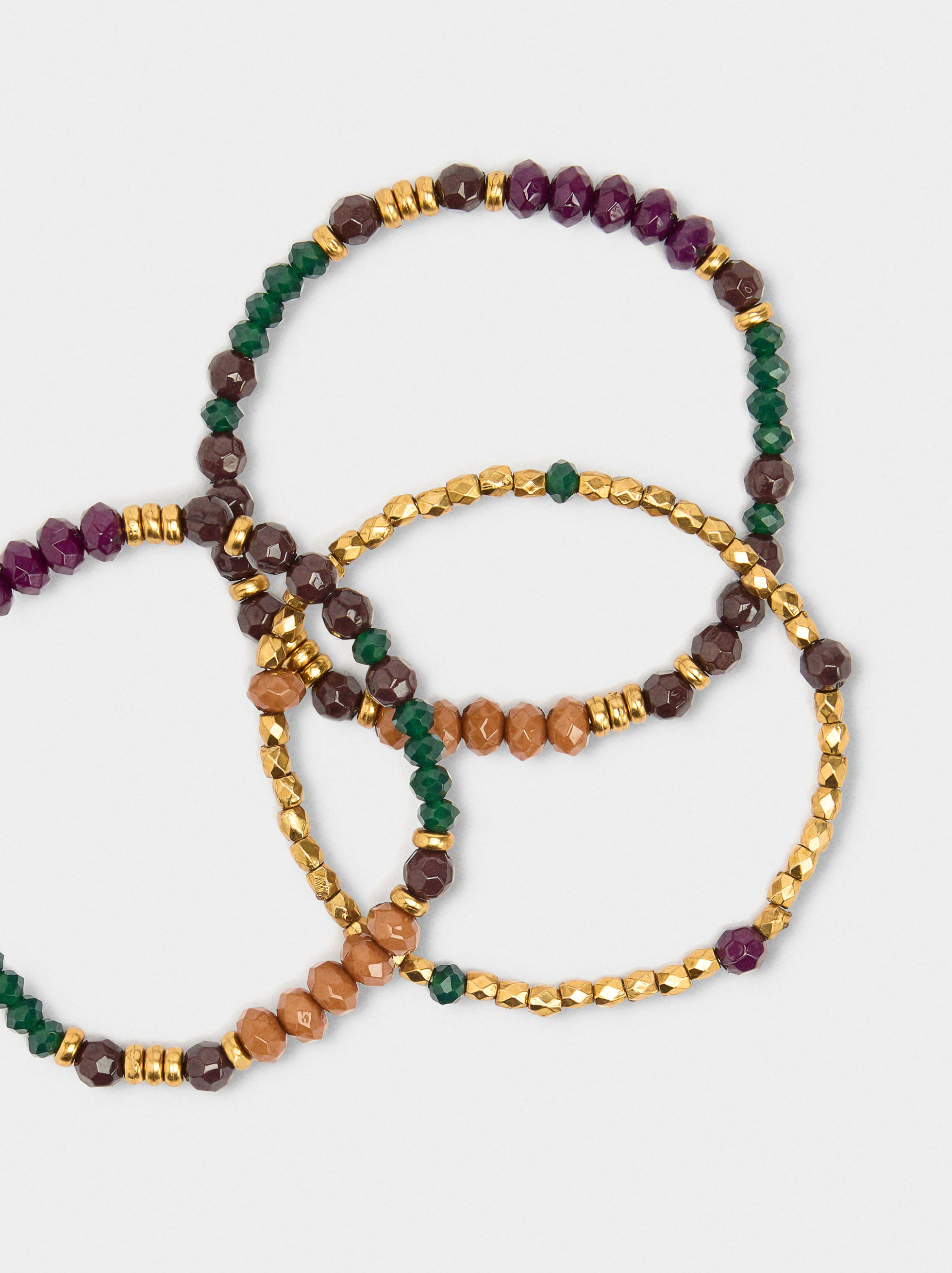 Set of elastic bracelets with multicolor beads image number 2.0