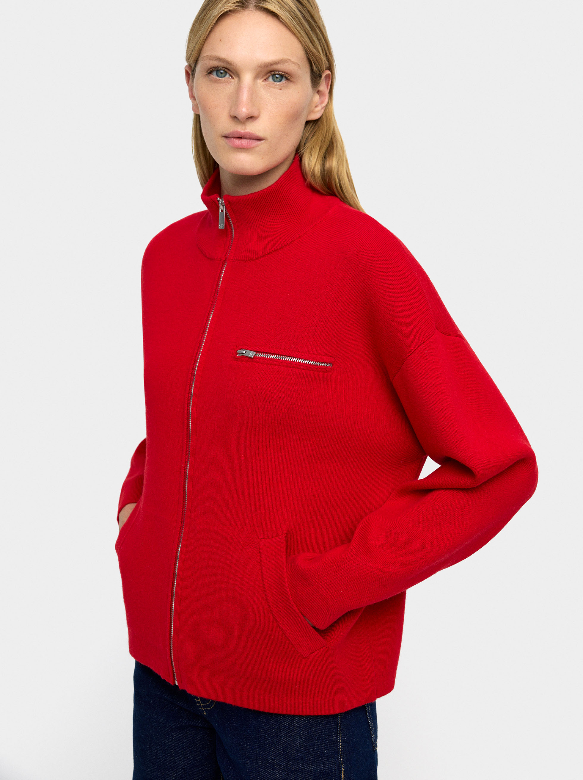 Zipped knit cardigan image number 2.0