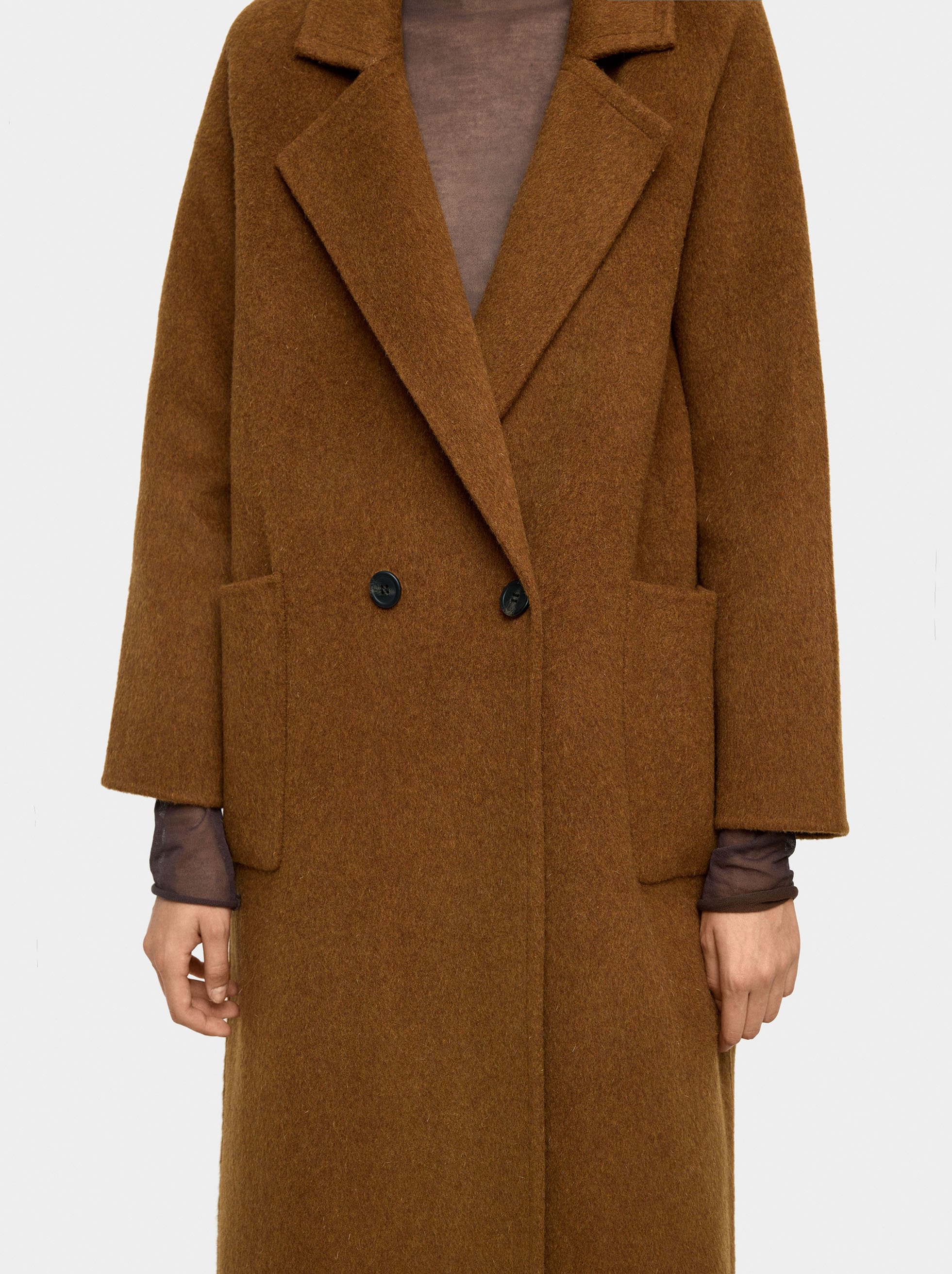 Long coat with wool blend image number 3.0