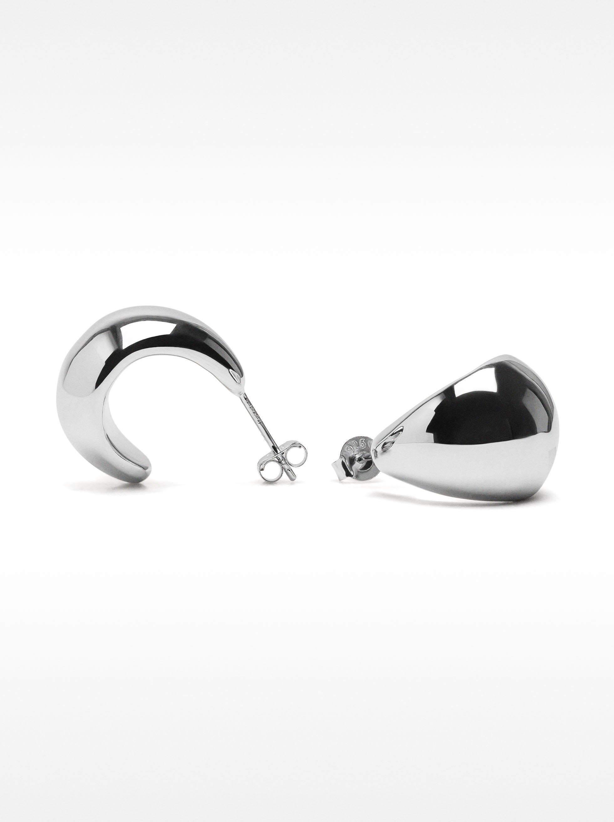 Smooth hoop earrings - 925 sterling silver image number 3.0