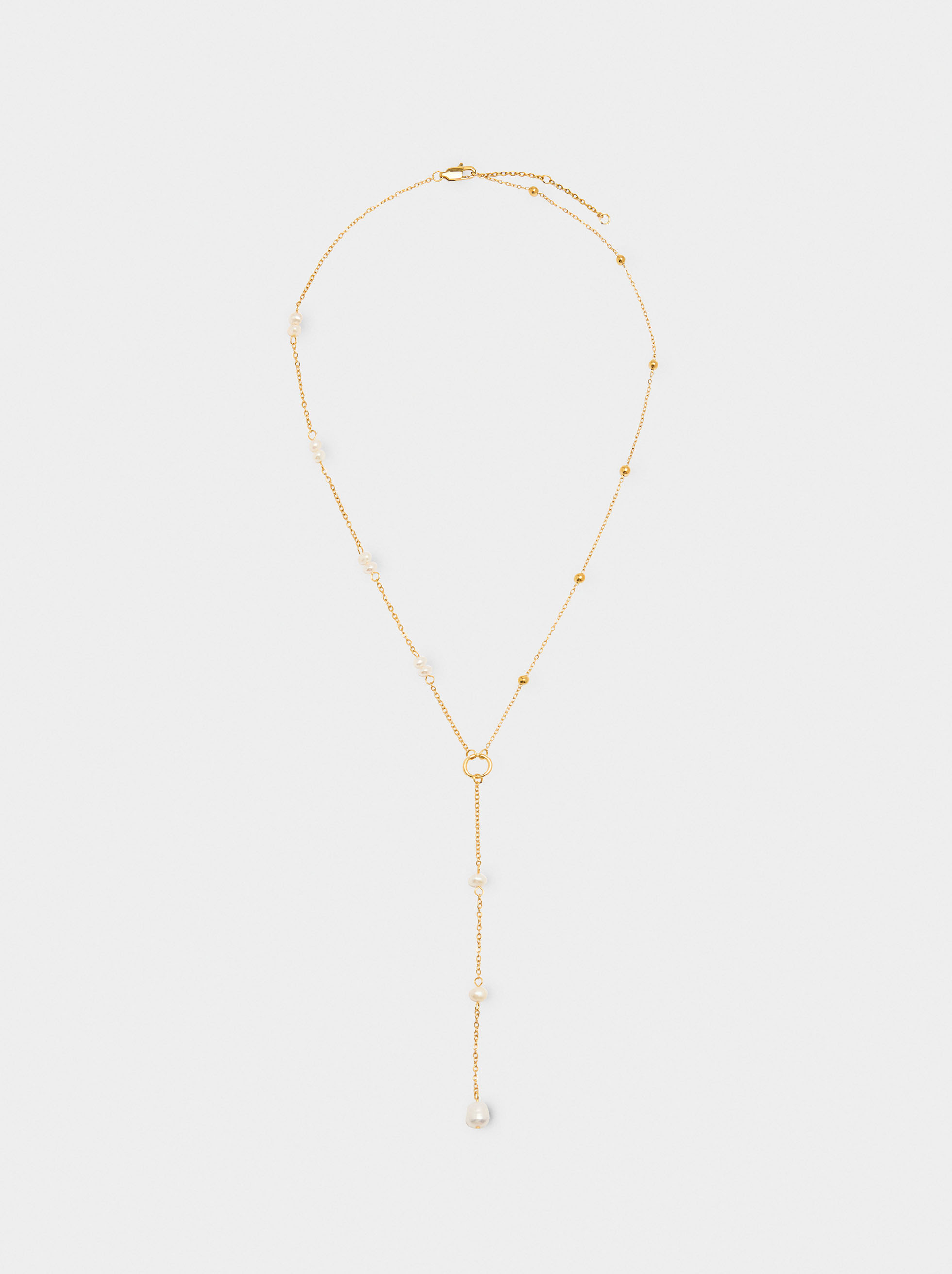 Collier long avec perles d'eau douce – acier inoxydable image number 1.0