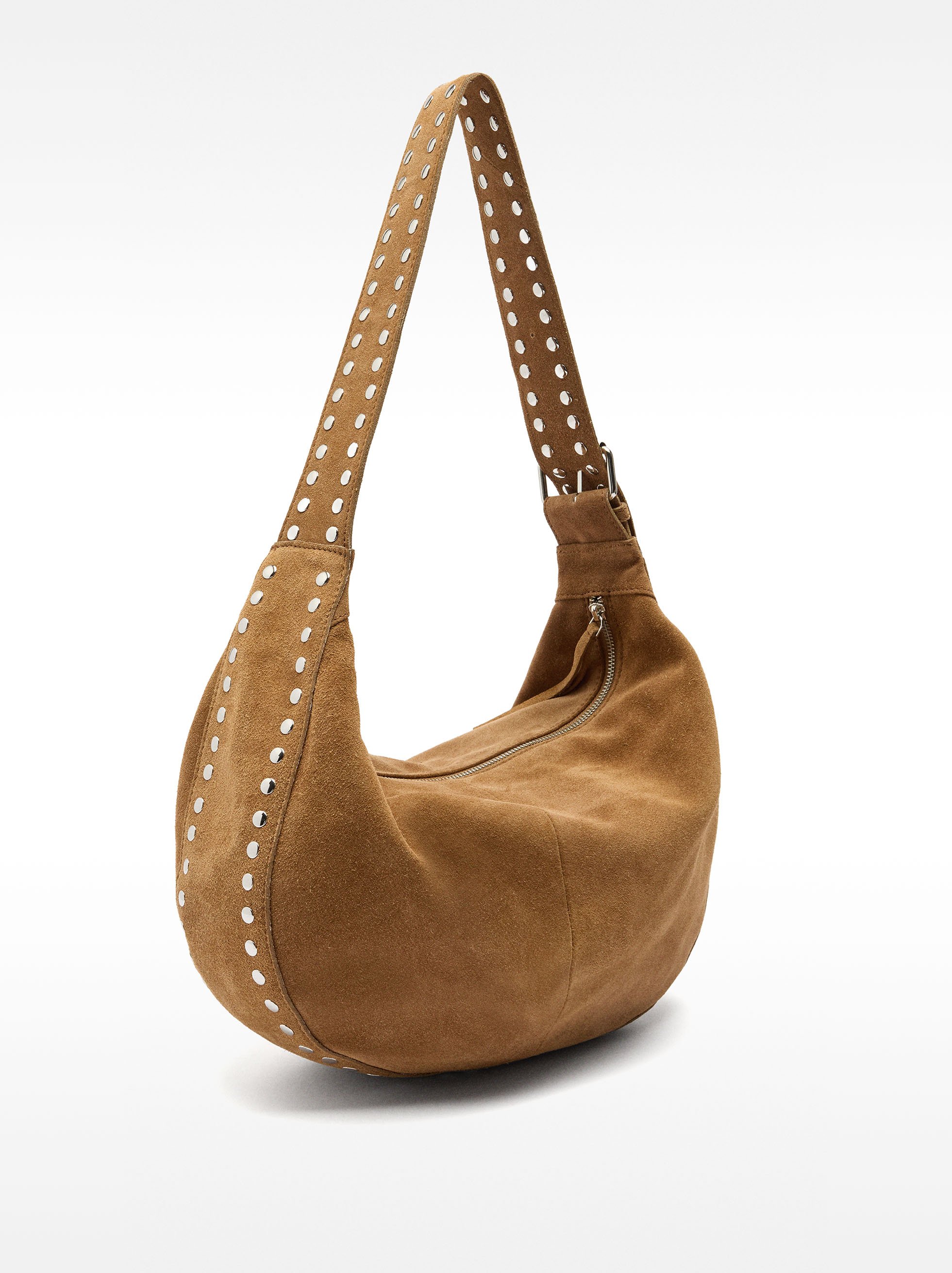 Leather shoulder bag with studs image number 0.0