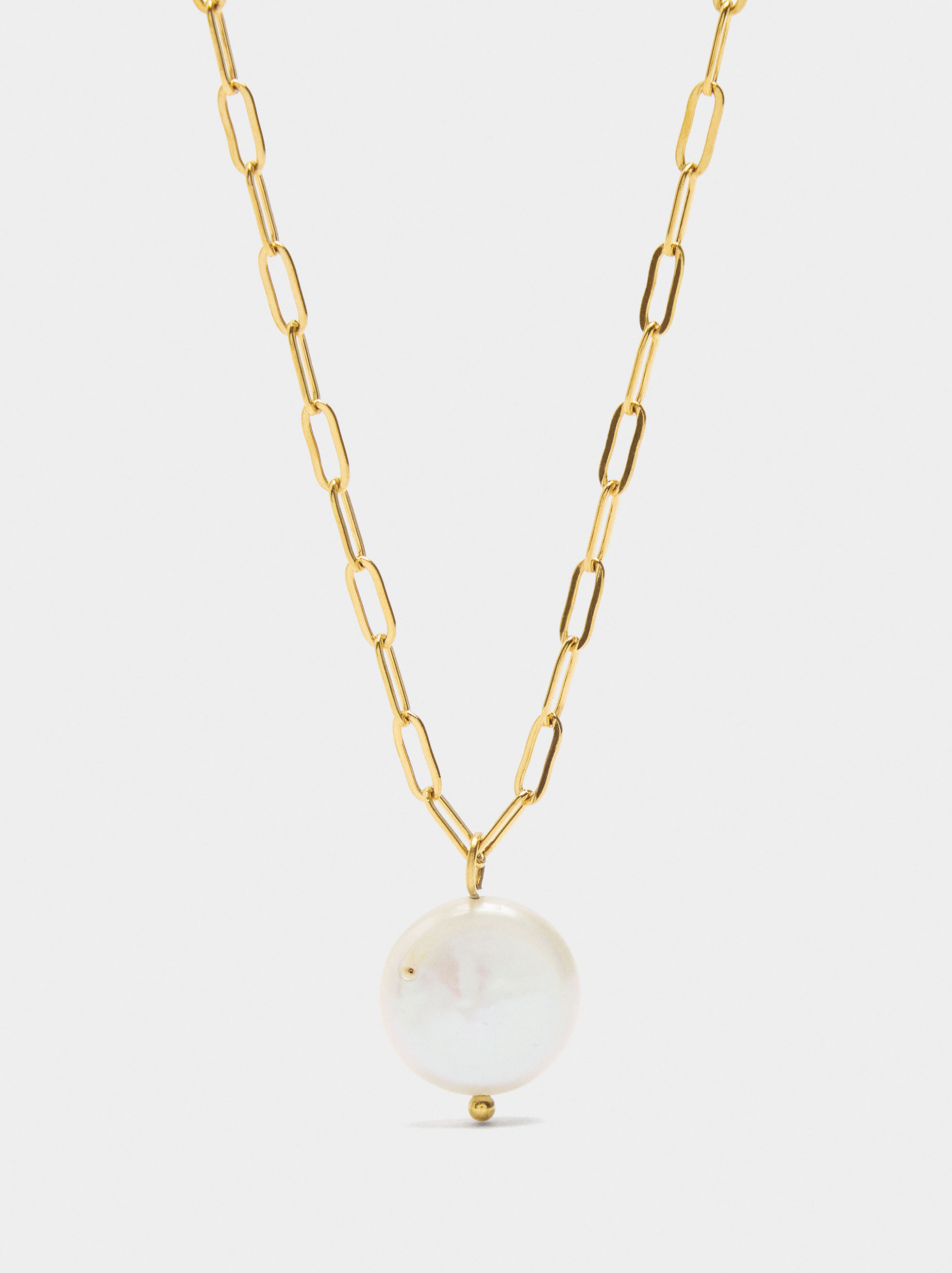 Collana in maglie con perla - Acciaio inossidabile image number 0.0
