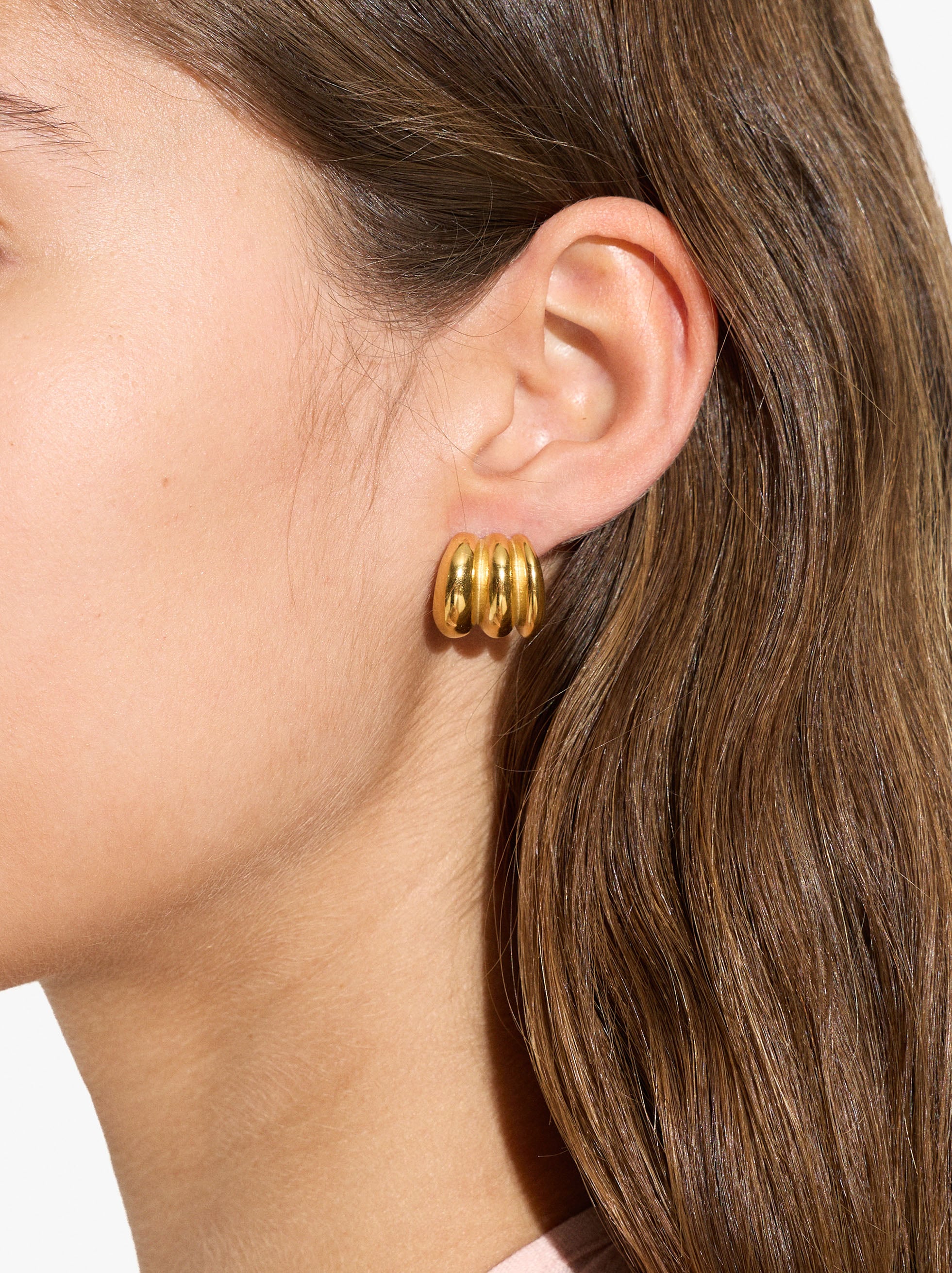 Pendientes efecto triple - acero inoxidable image number 1.0