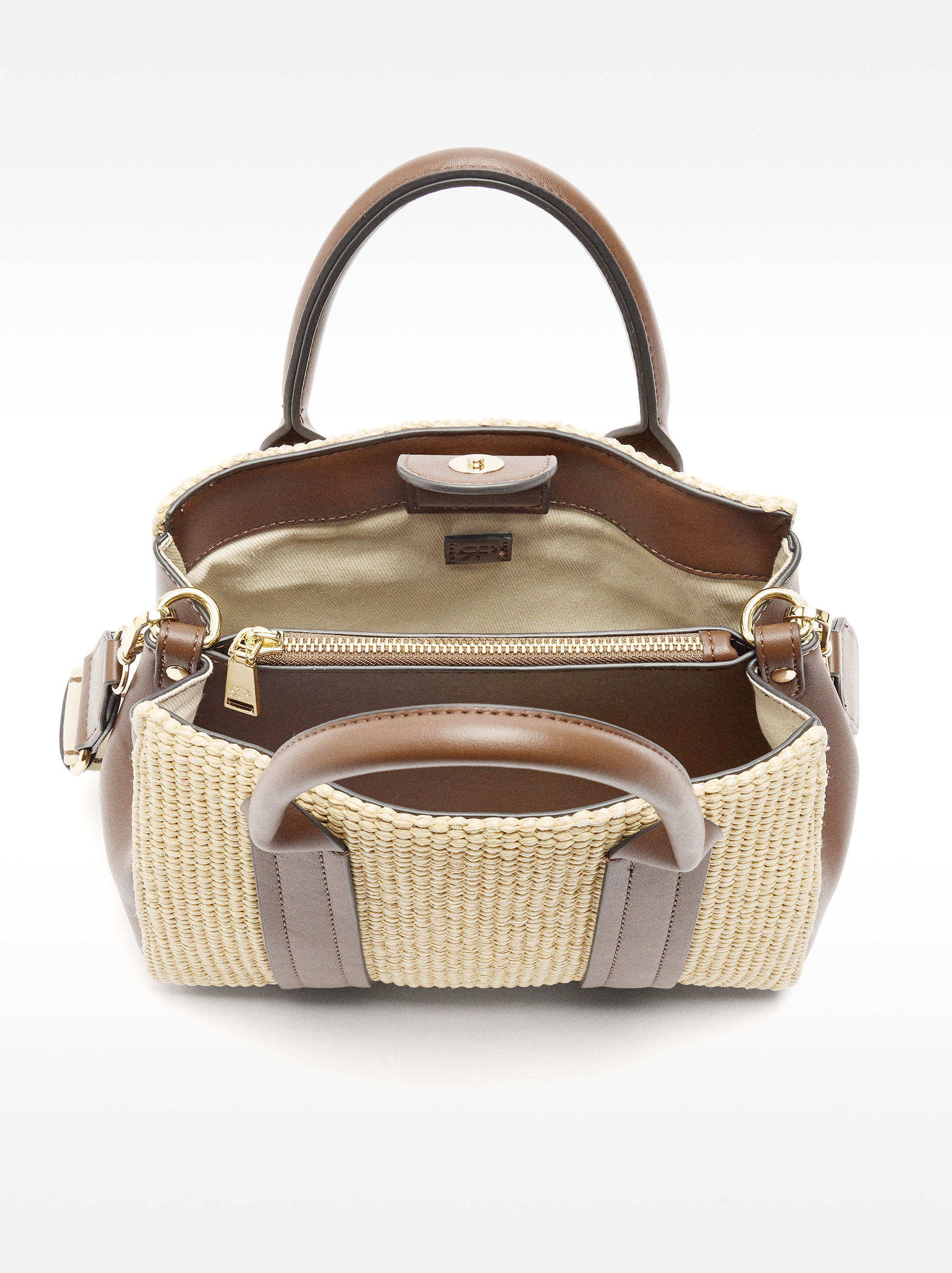 Torba typu tote z efektem rafii image number 3.0
