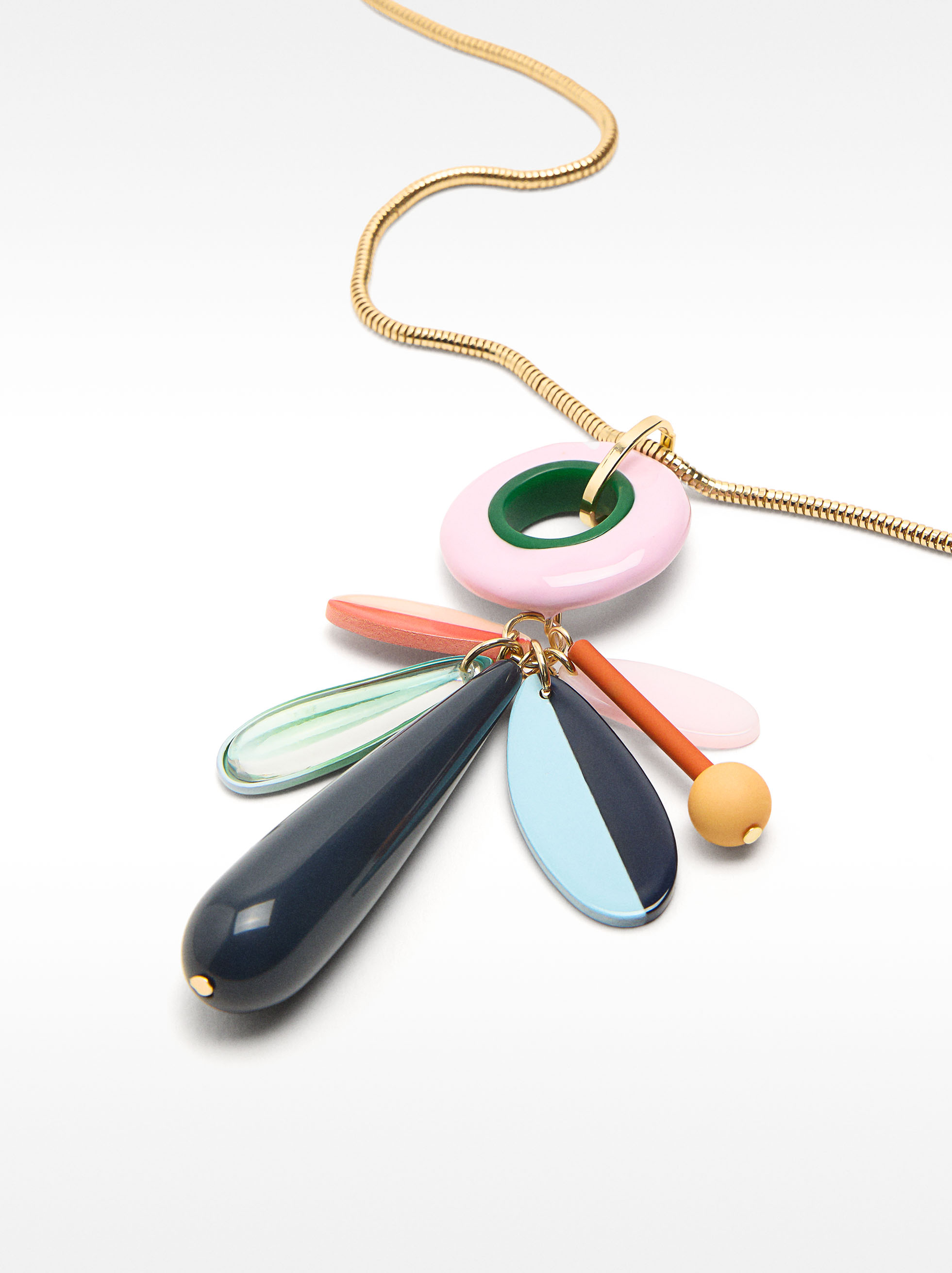 Long necklace with multicolor pendant image number 1.0