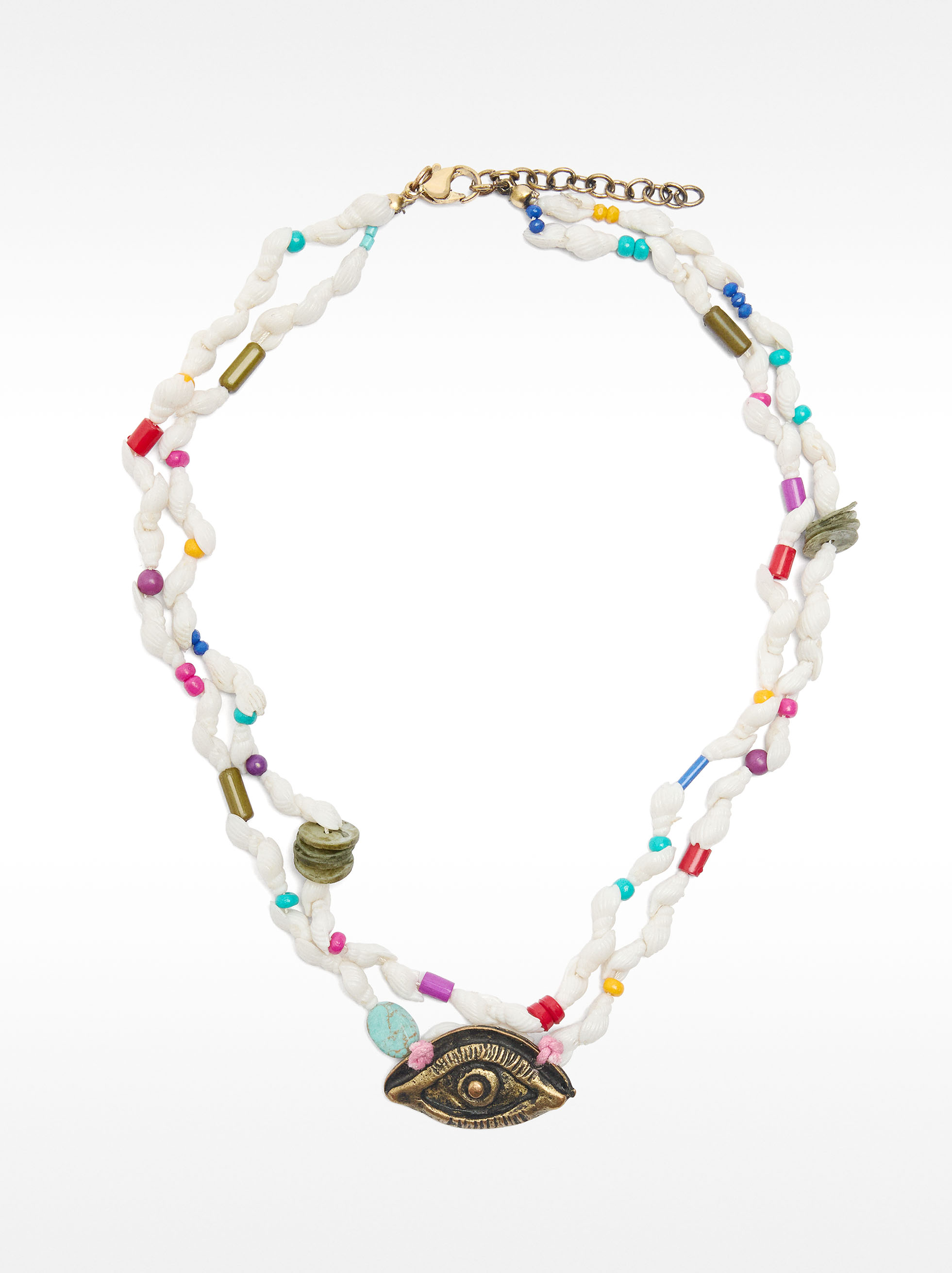 Double necklace with shells and beads image number 0.0