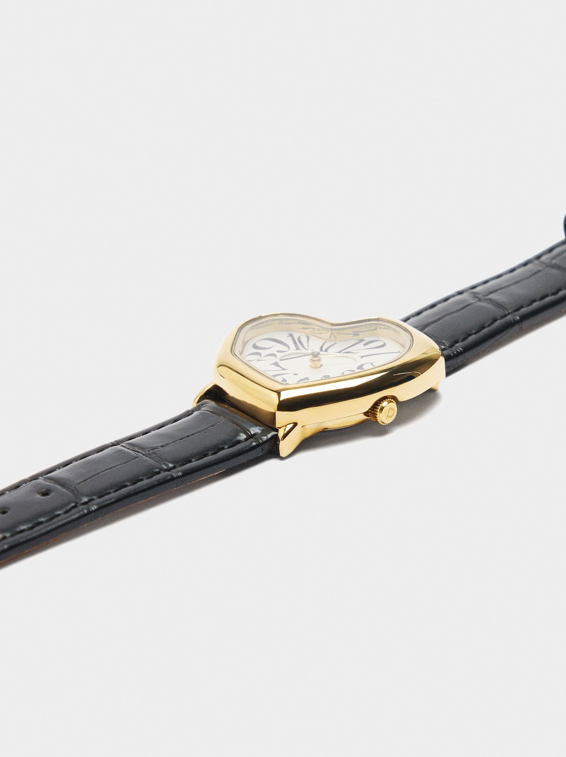 Heart watch with leather-effect bracelet image number 2.0