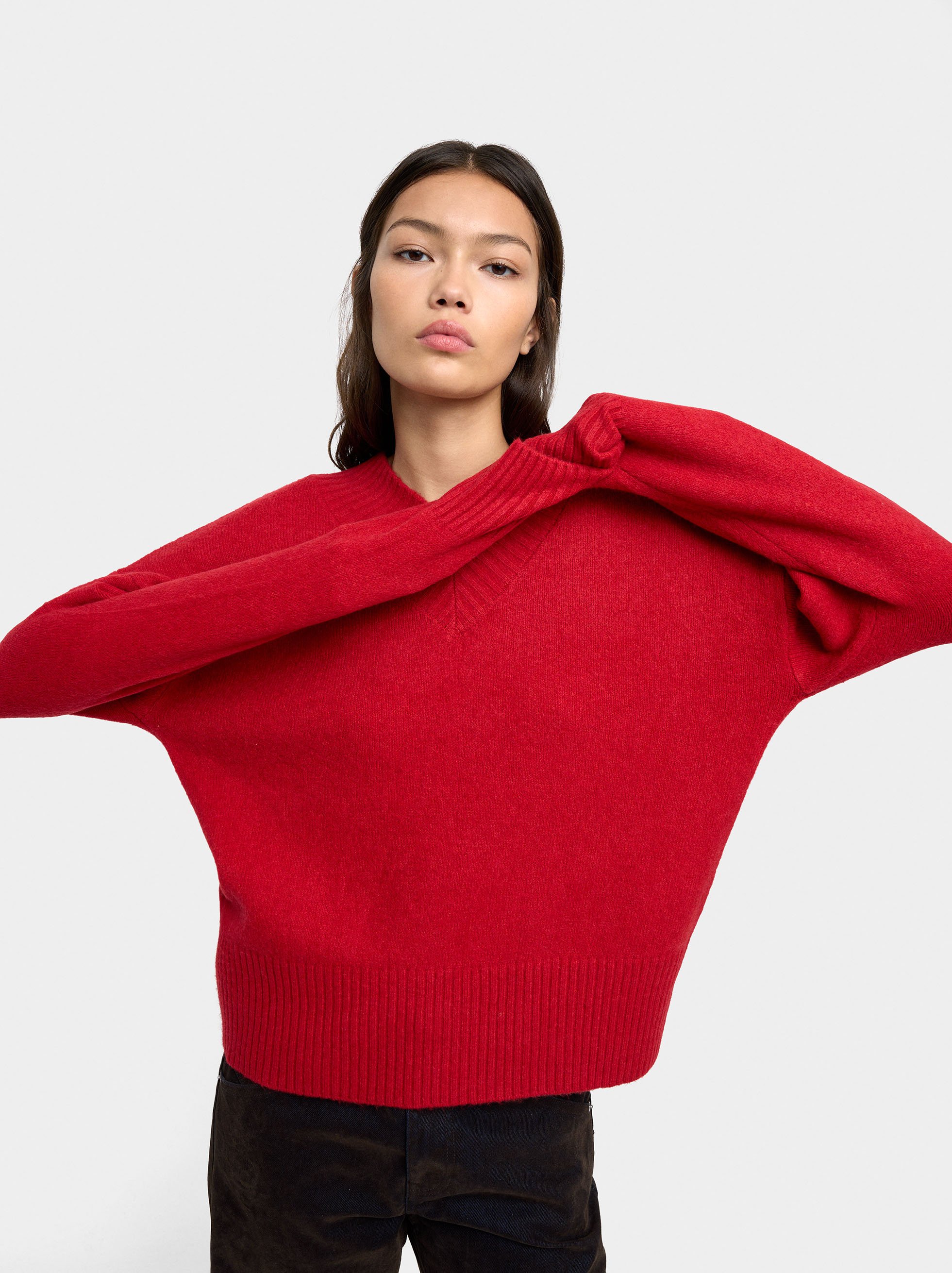 Knit sweater with V-neck image number 1.0