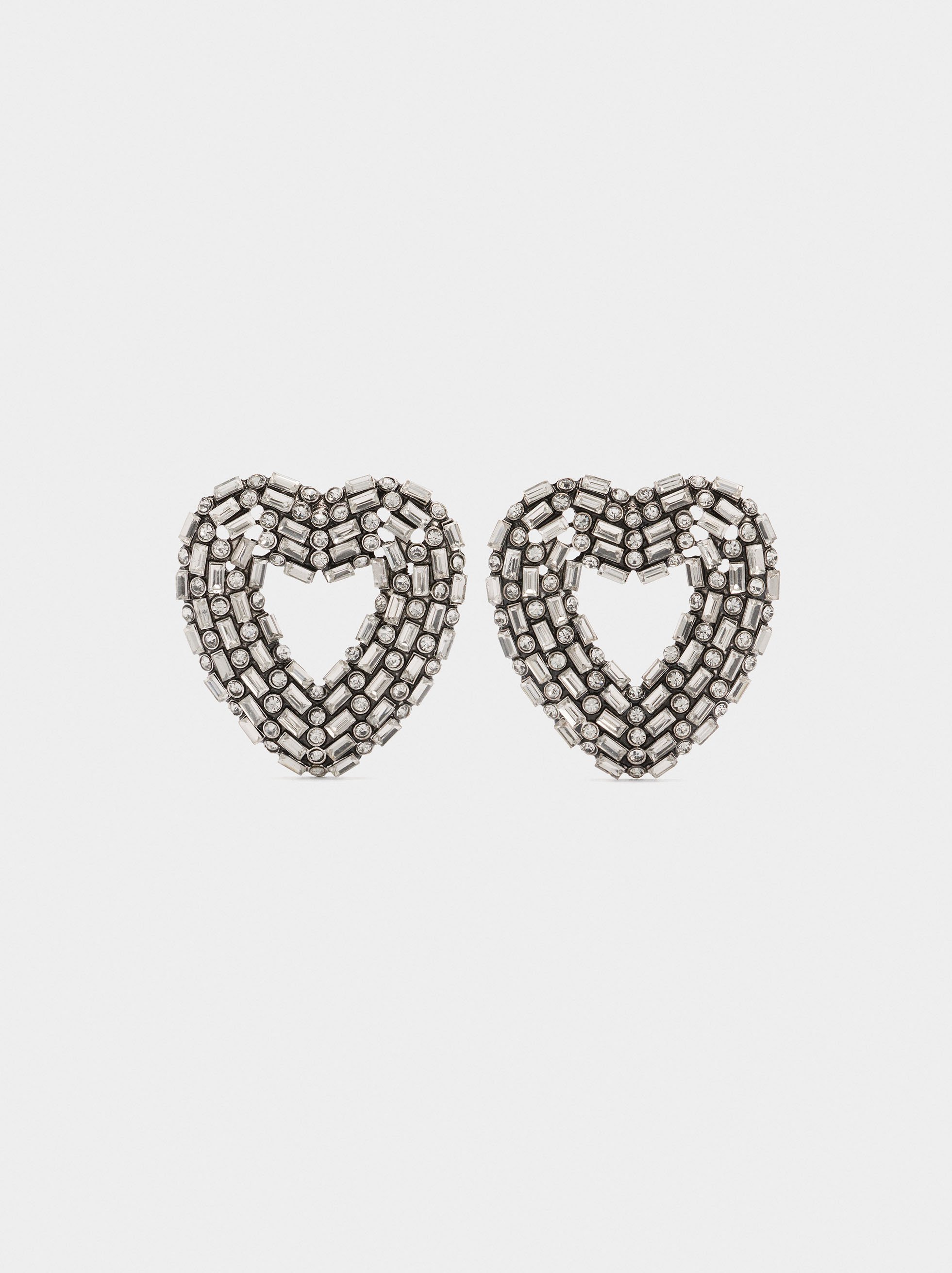 Maxi heart earrings with crystals image number 0.0