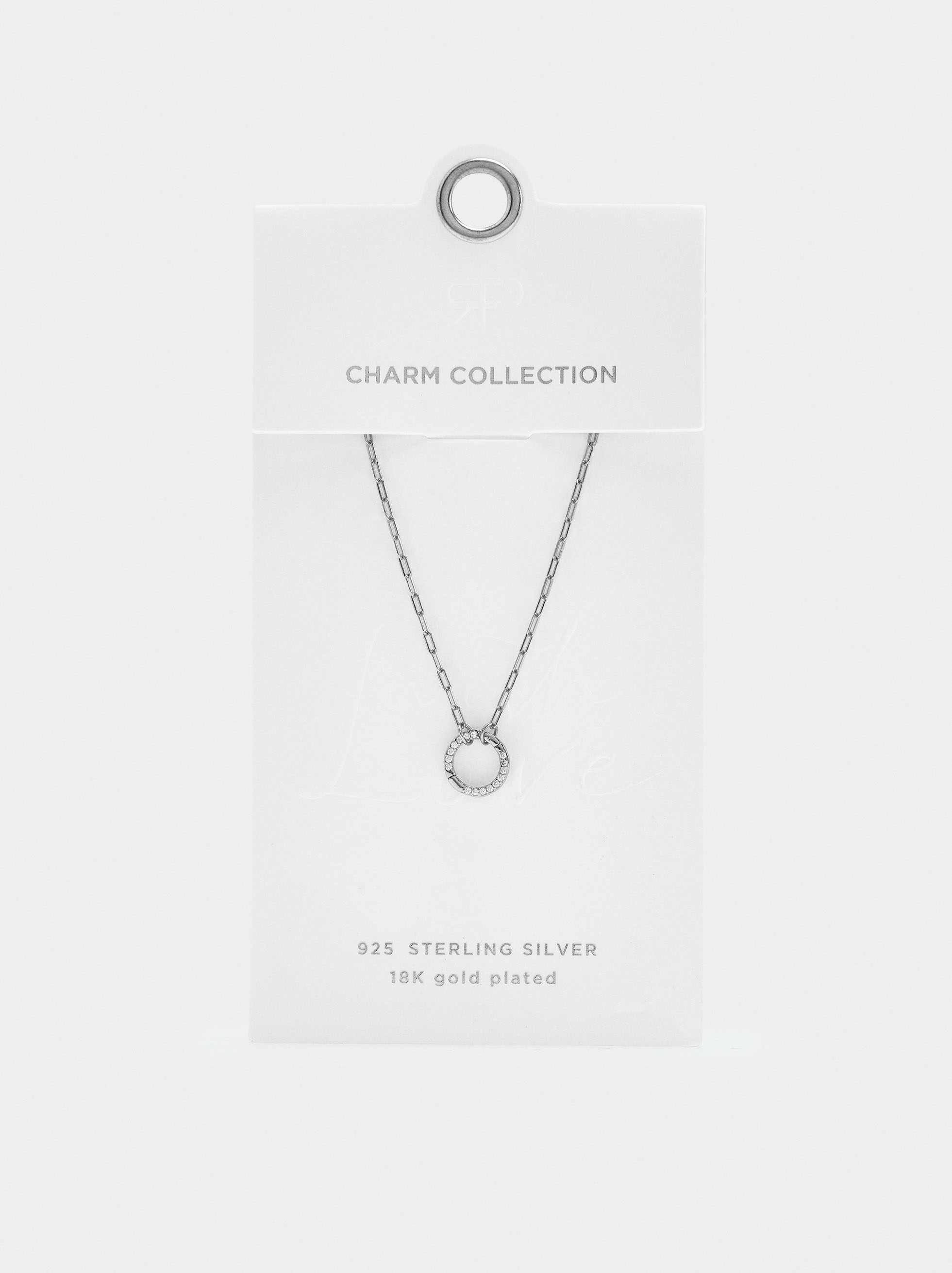 Pendant necklace with links and zirconias - 925 sterling silver image number 4.0