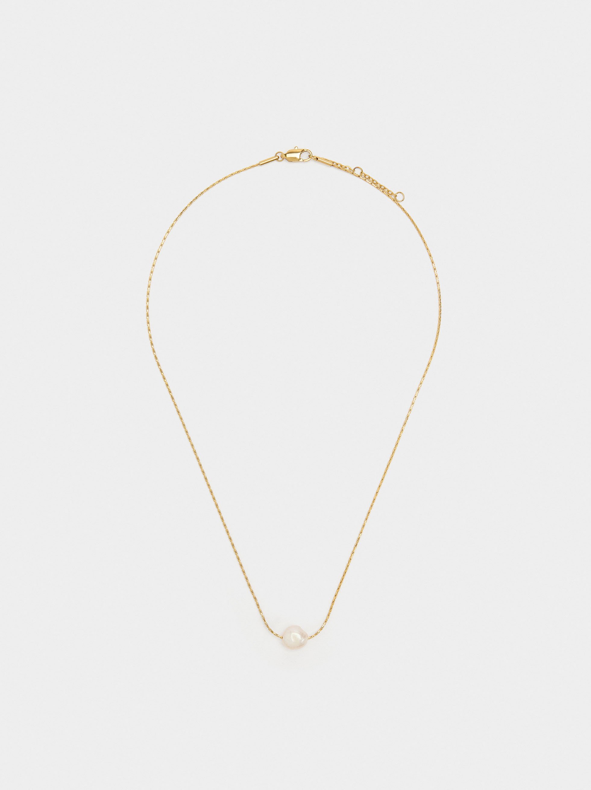 Necklace with freshwater pearl - stainless steel image number 1.0