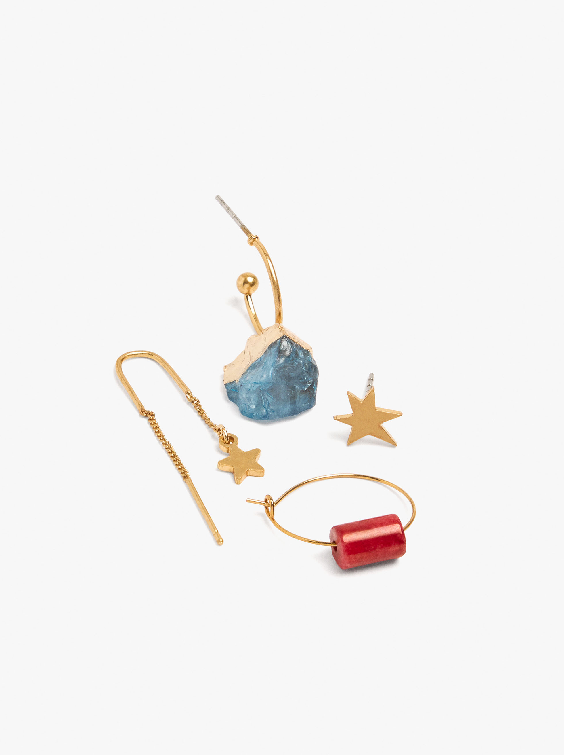 Set de pendientes con piedras asim&eacute;tricos image number 1.0