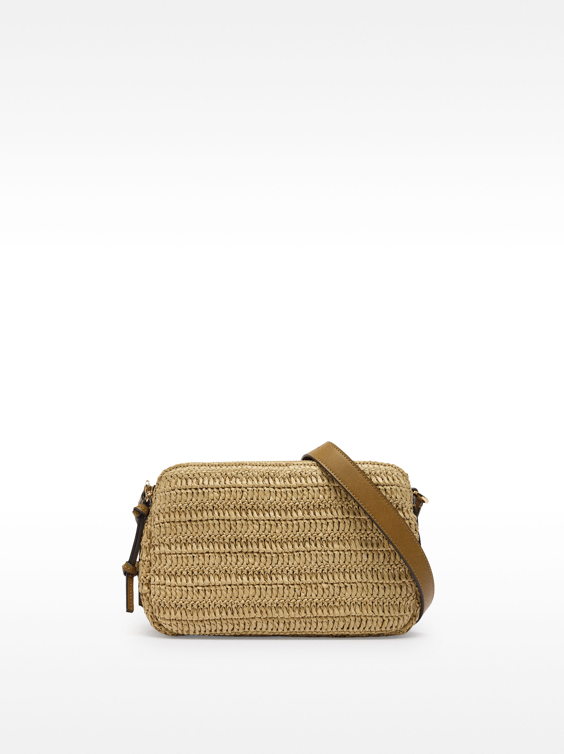 Crossbody bag with straw effect image number 0.0