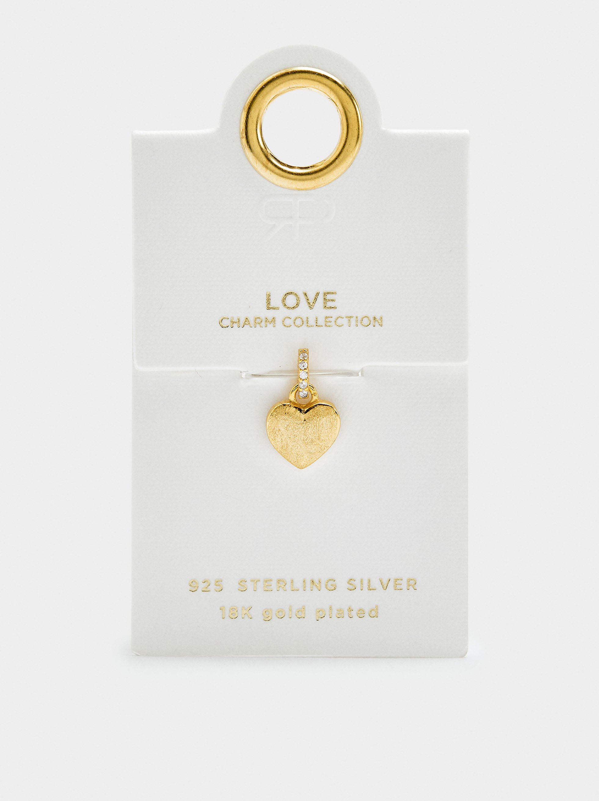 Heart charm with zirconia - 925 sterling silver image number 4.0