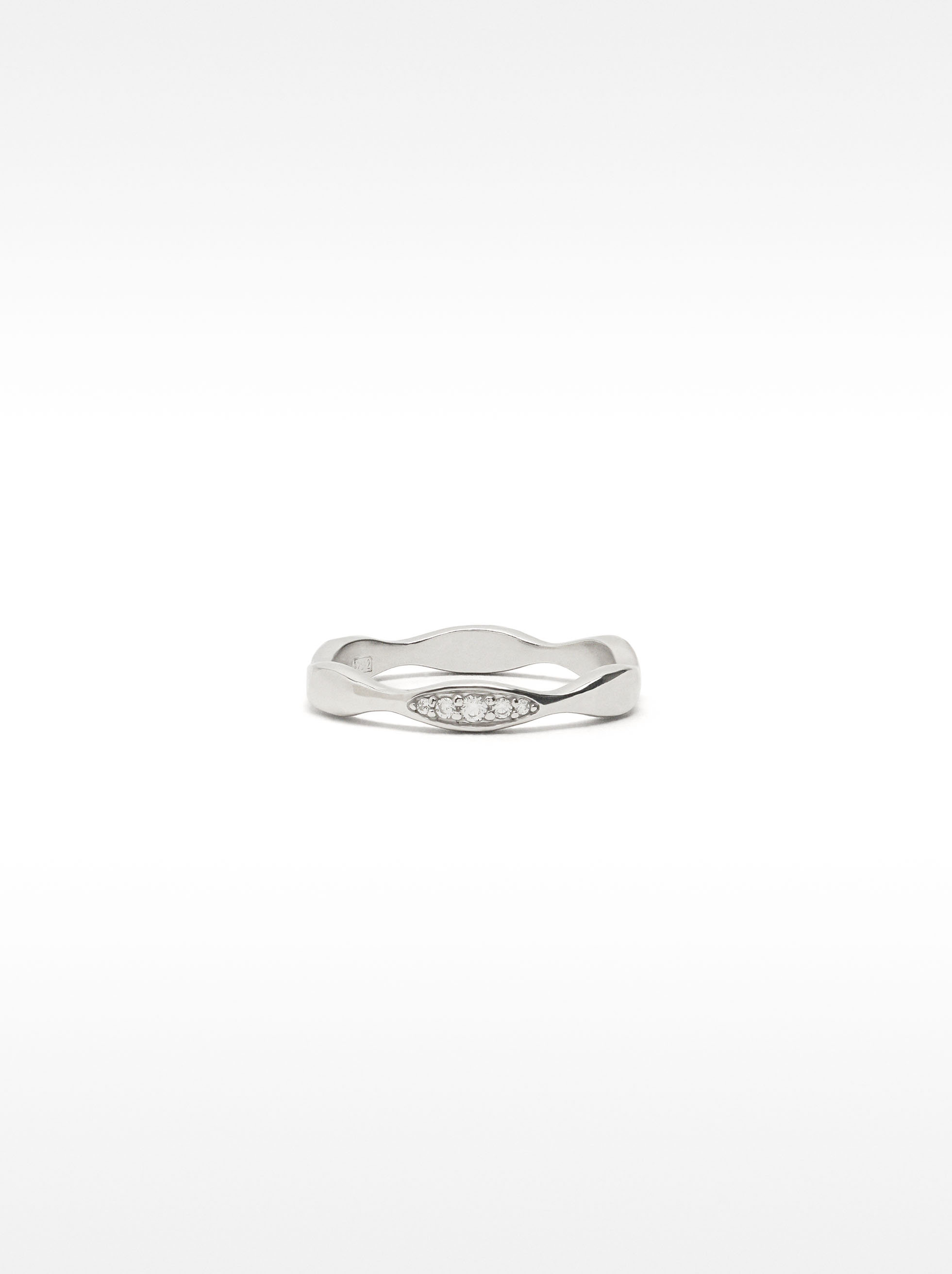 Bague vague avec zircons – argent sterling 925 image number 0.0