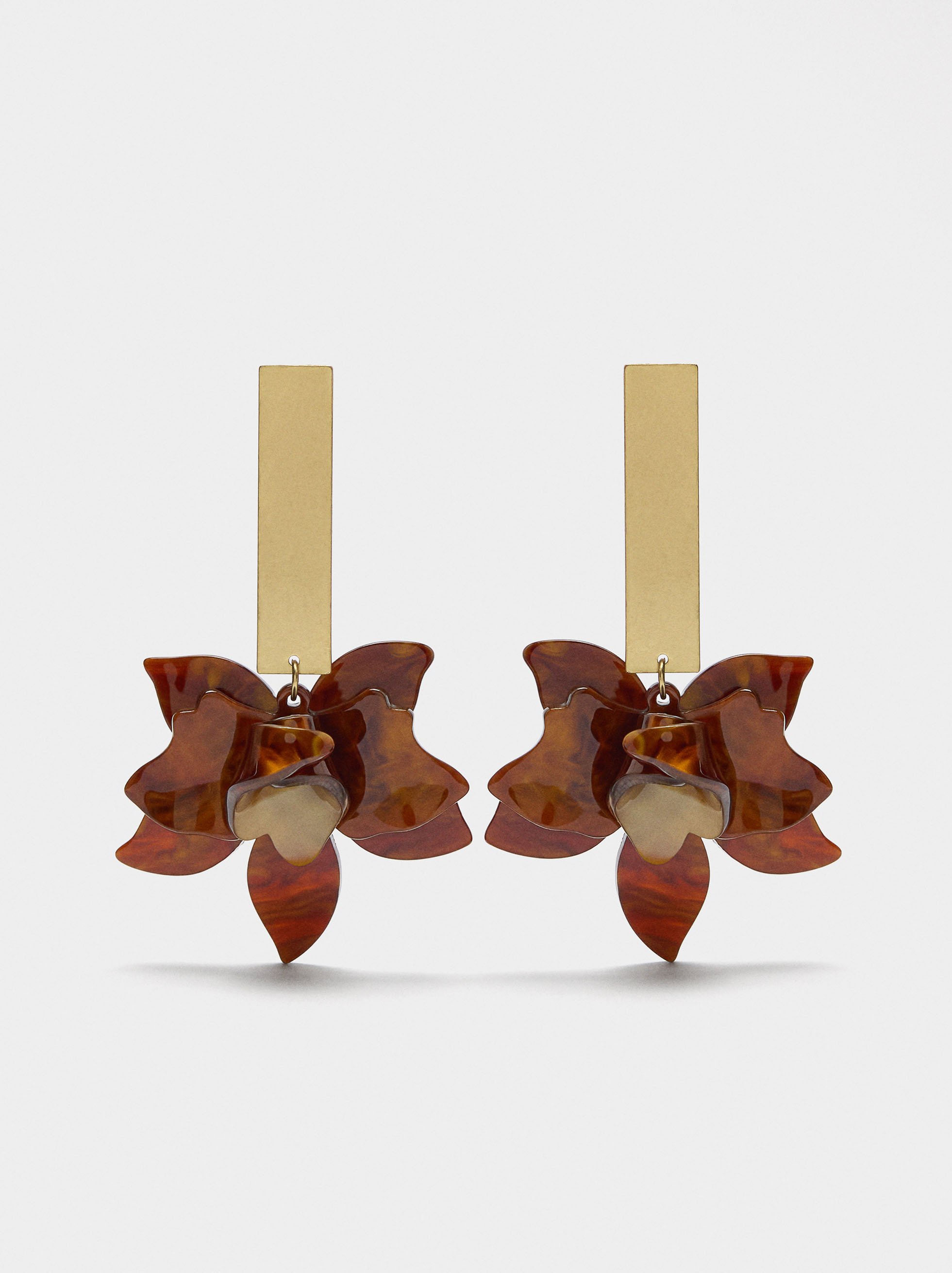 Maxi bar earrings with flower image number 0.0