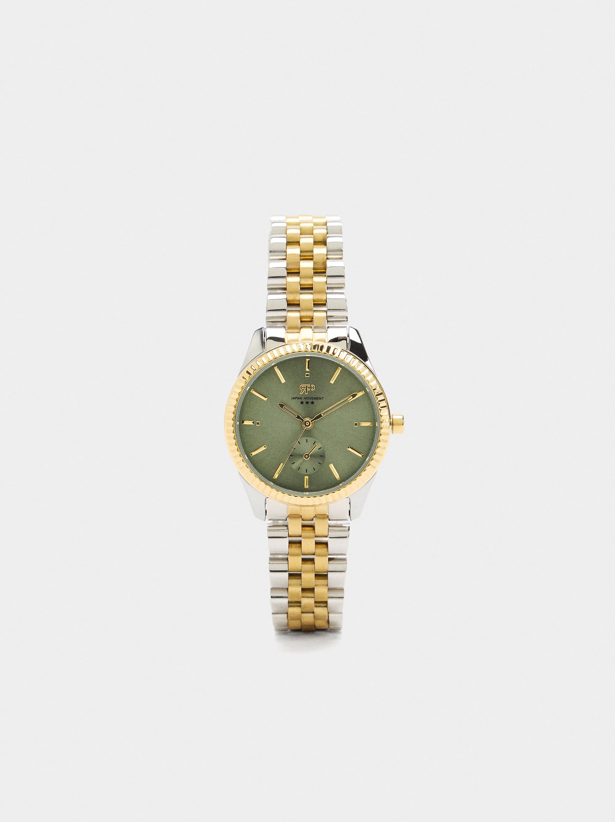 Round watch with stainless steel bracelet image number 0.0