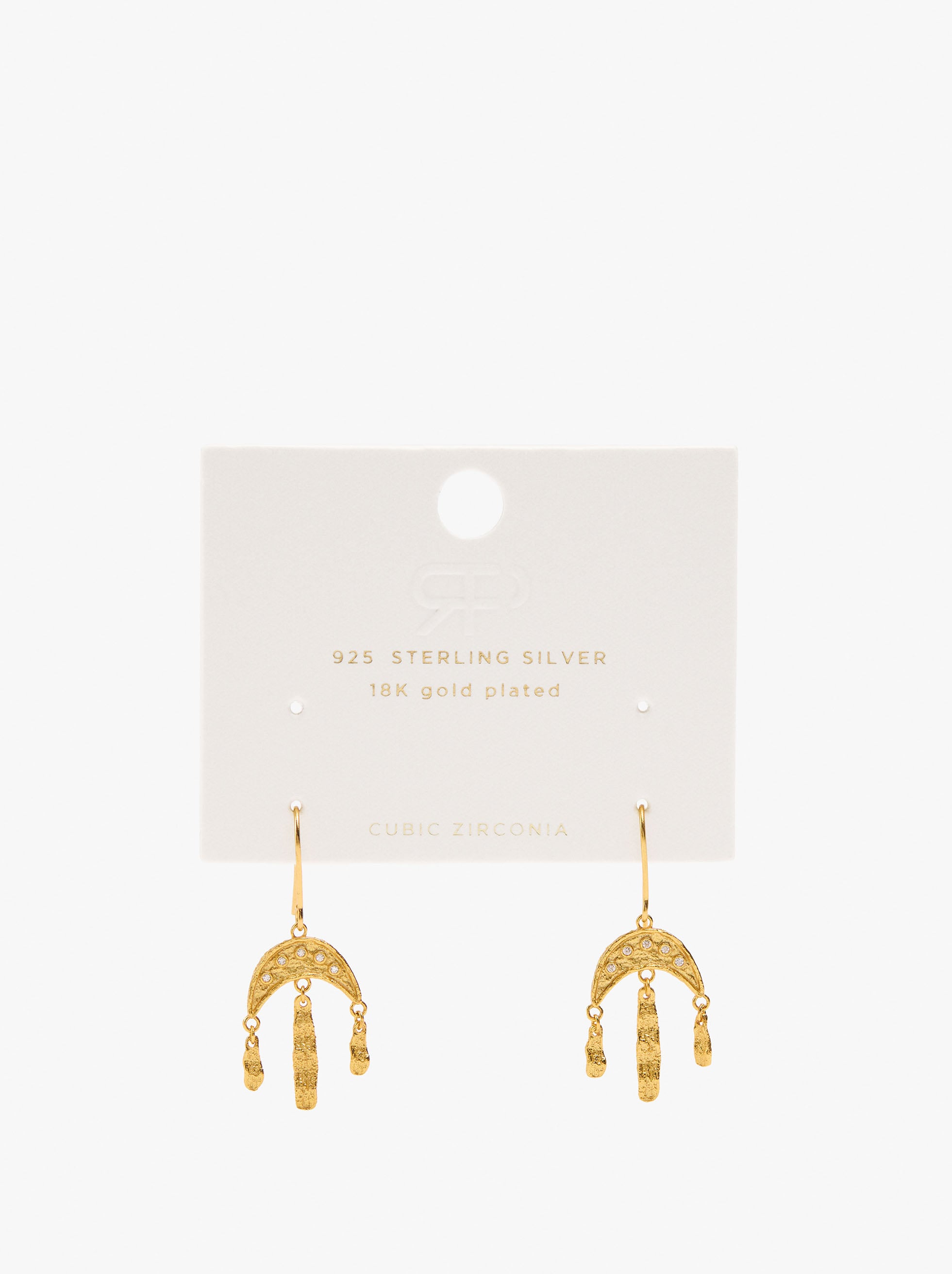 Pendientes con circonitas ba&ntilde;o de oro 18k - plata de ley 925 image number 3.0