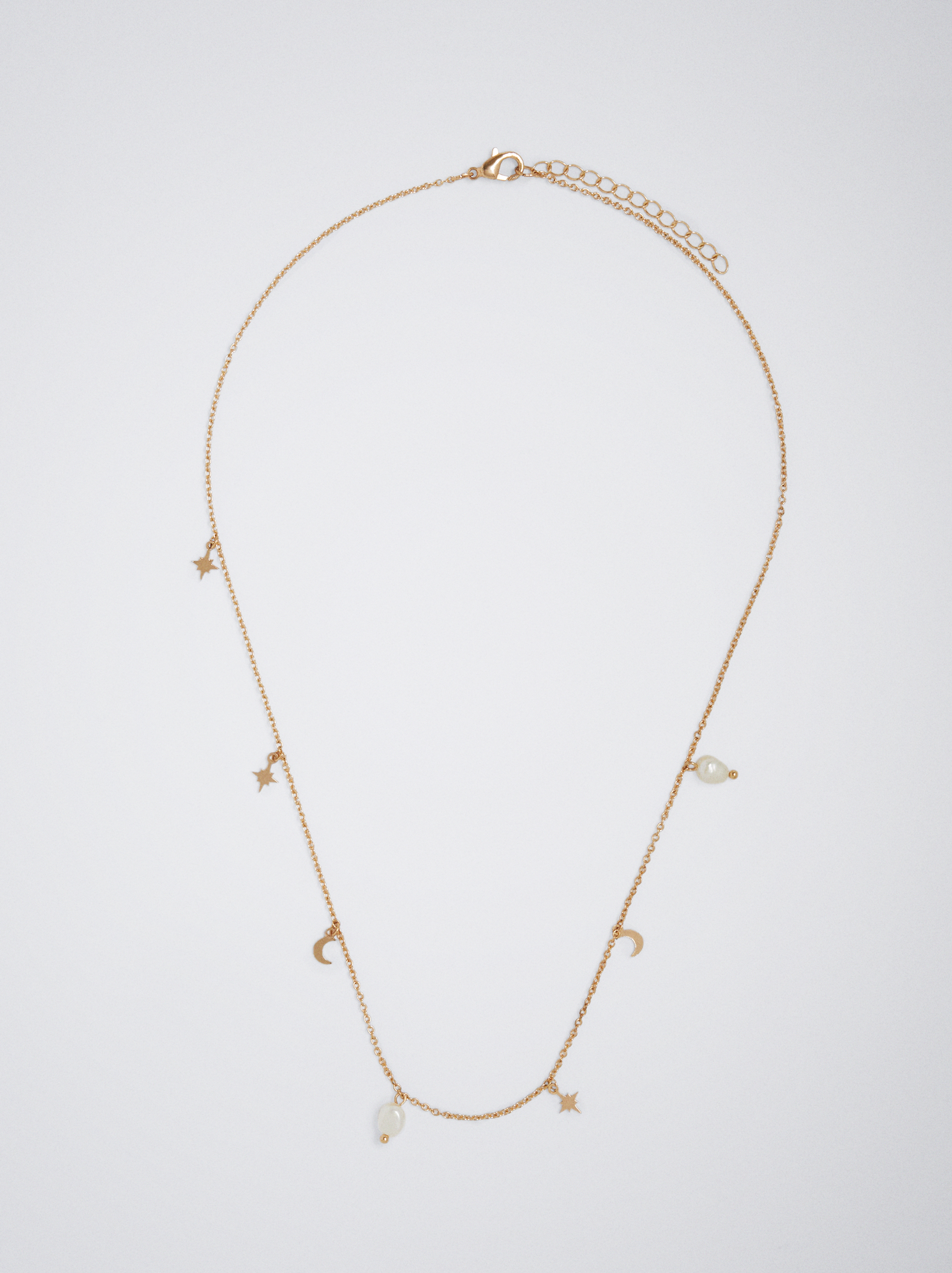 Golden Necklace With Pearl And Moon image number 1.0