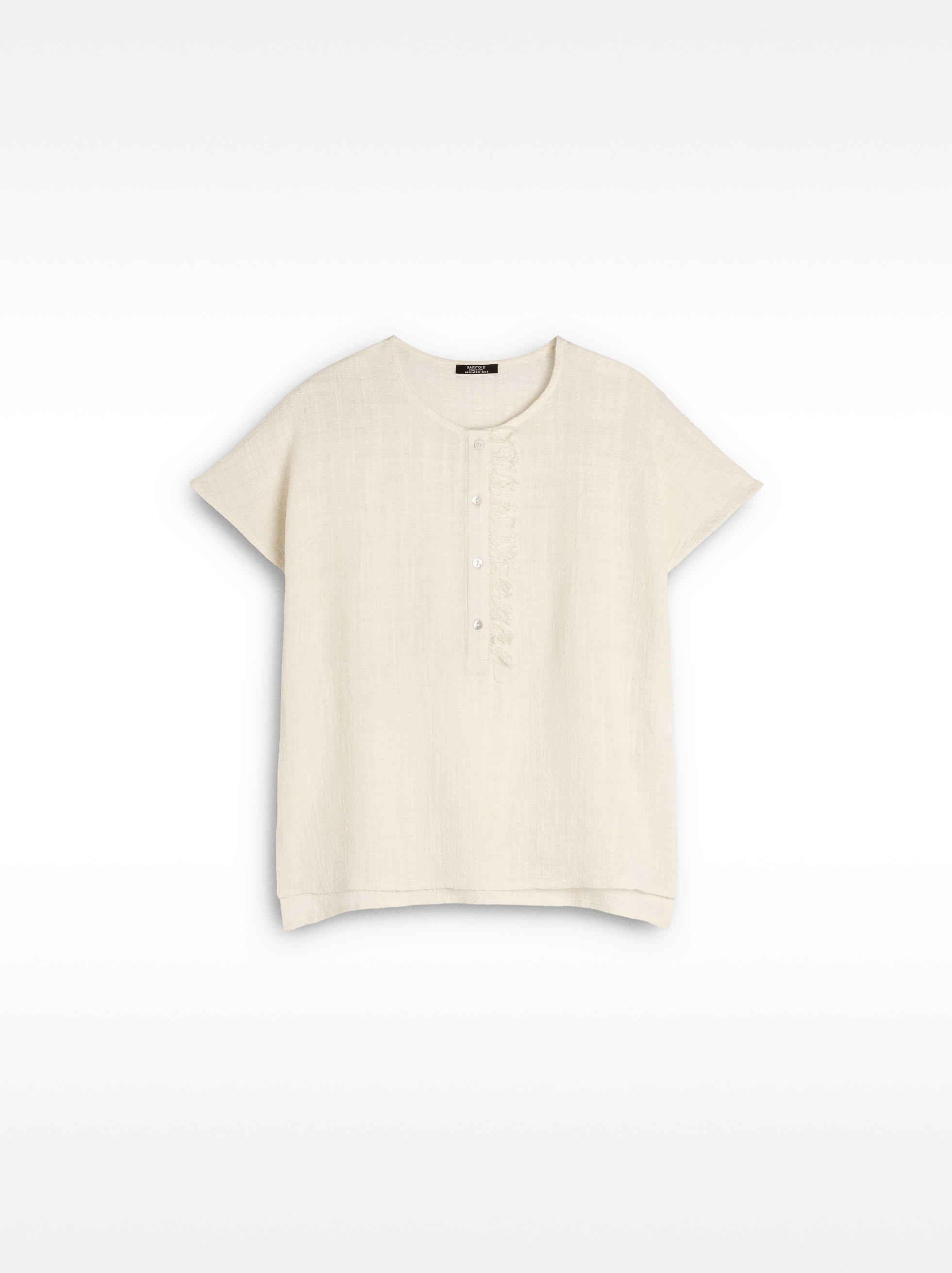 Linen-blend T-shirt with buttons image number 5.0