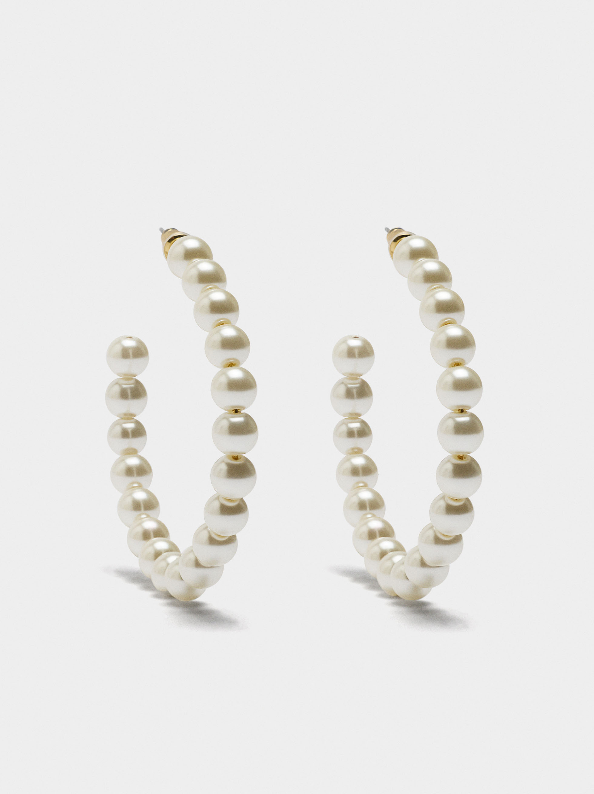 Open hoop earrings with pearls image number 0.0