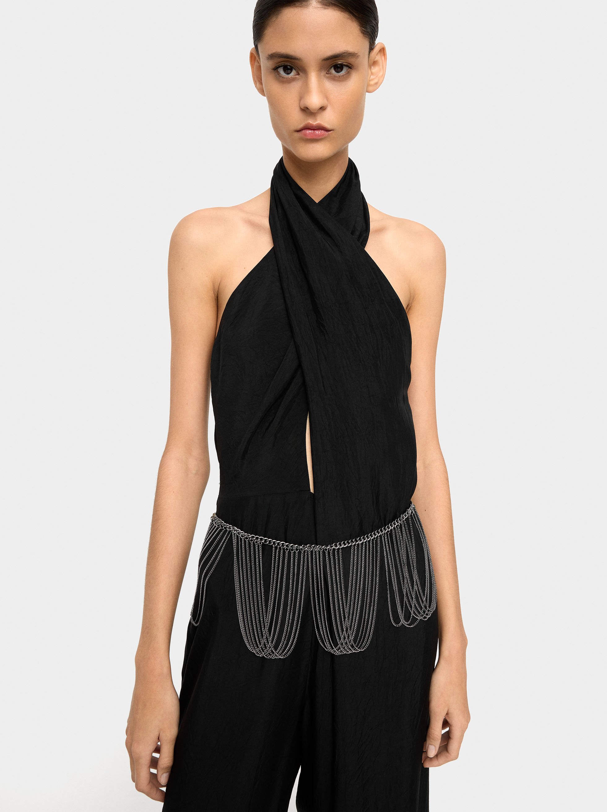 Chain belt with metallic fringes image number 1.0