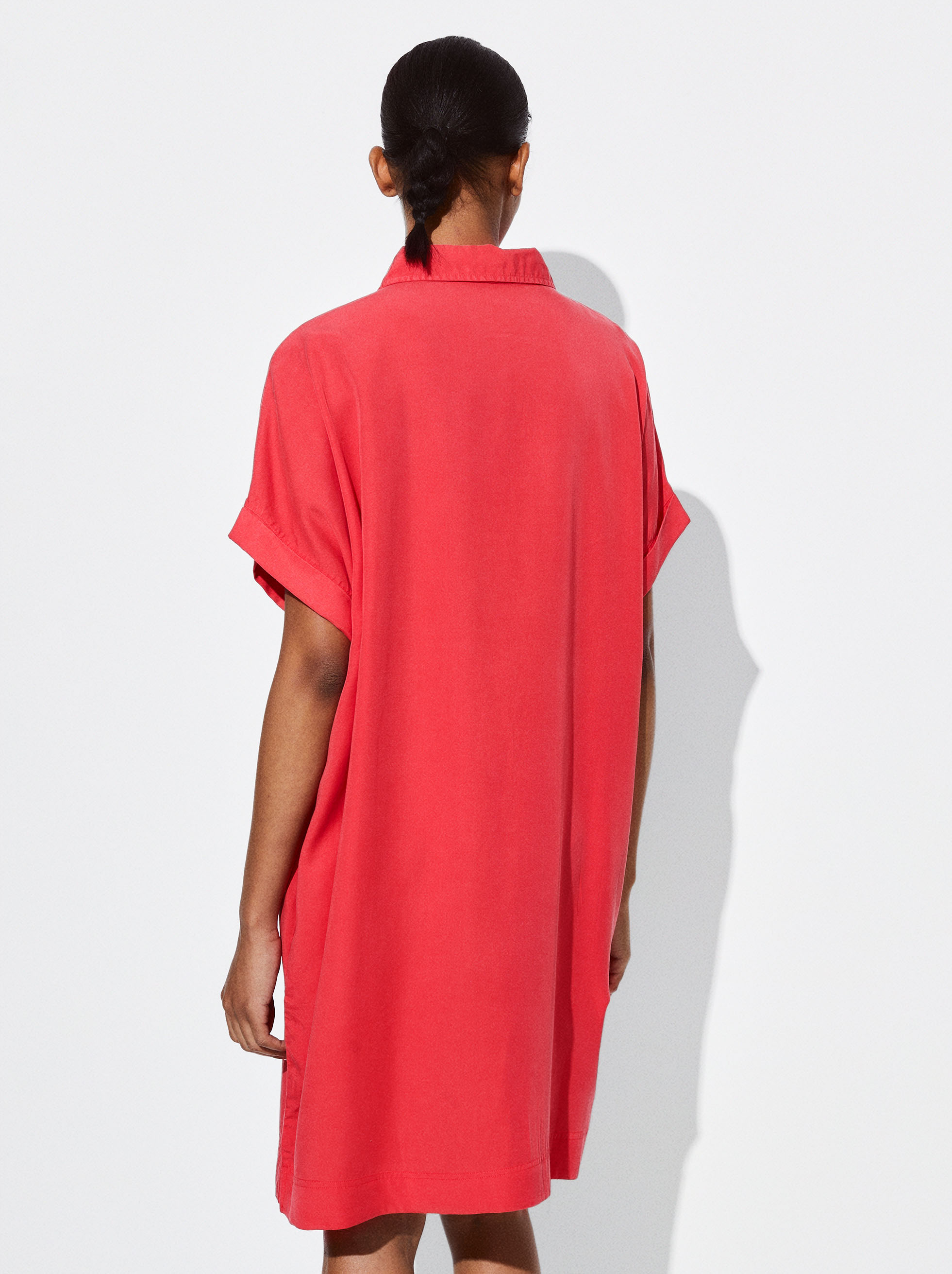 Lyocell Shirt Dress Beige Woman Dresses