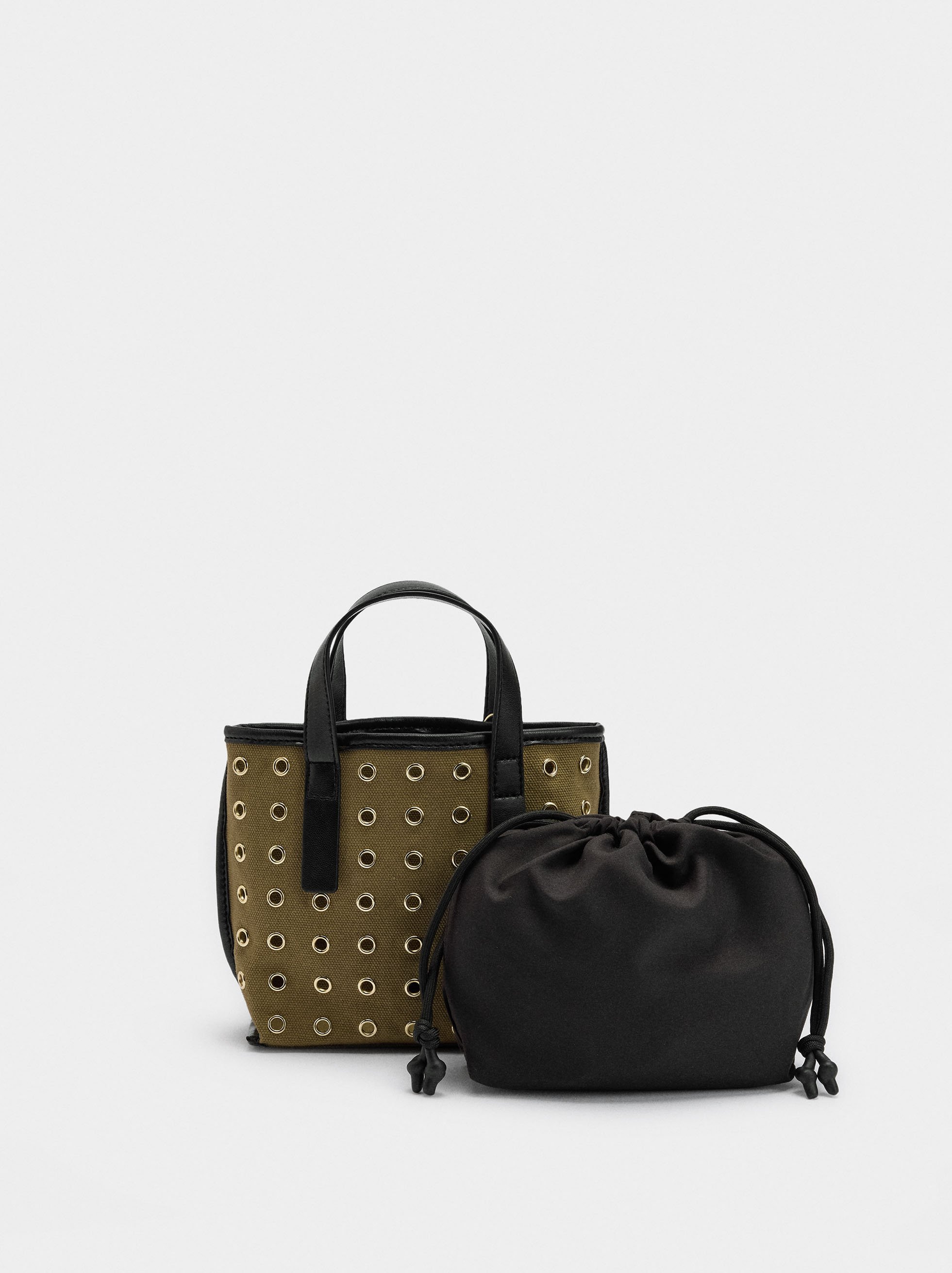 Tote bag with studs and inner pouch image number 2.0