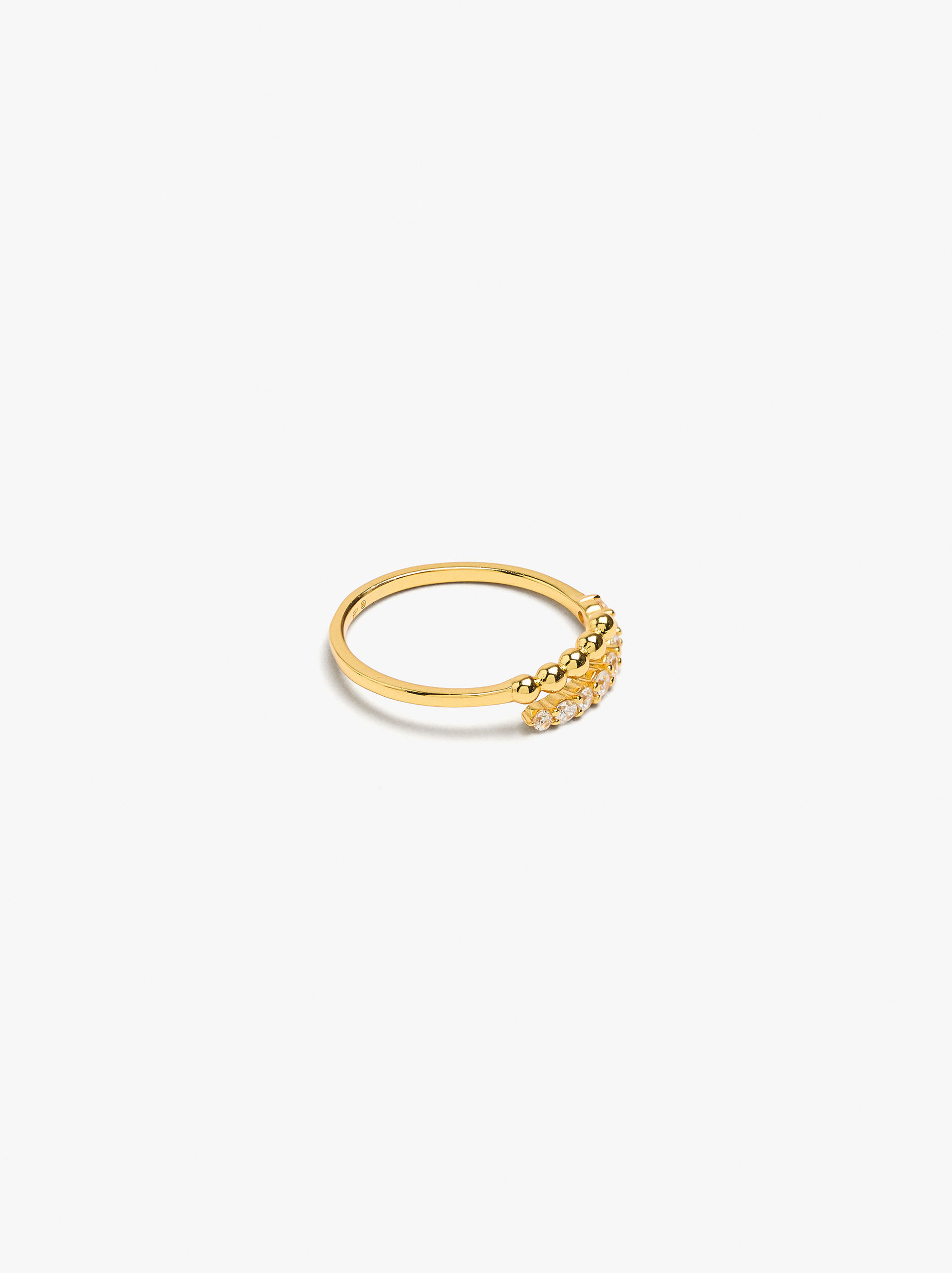 Crossed ring with cubic zirconia 18k gold plated - 925 sterling silver image number 2.0