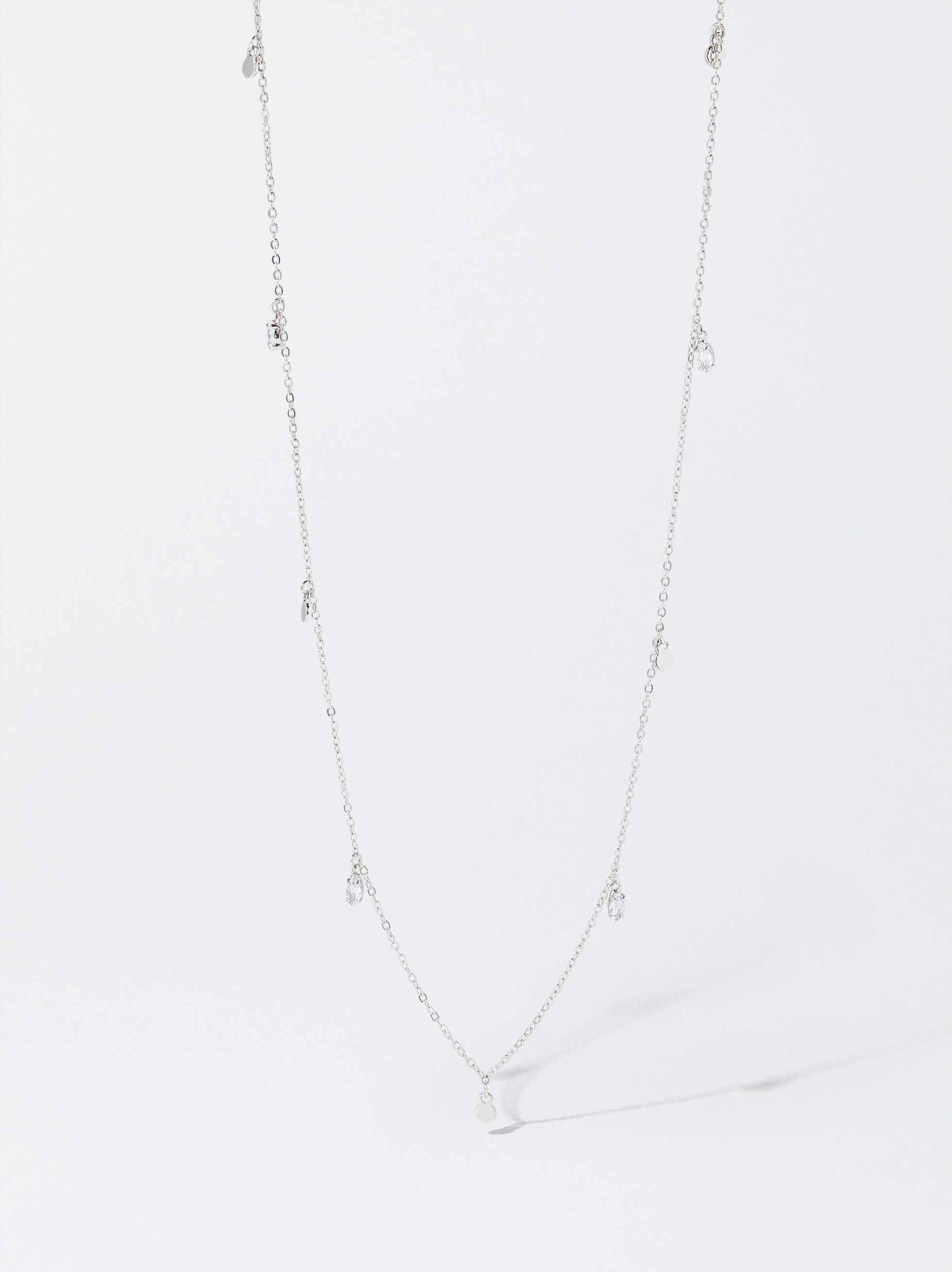 Silver necklace with zirconia, Silver, hi-res