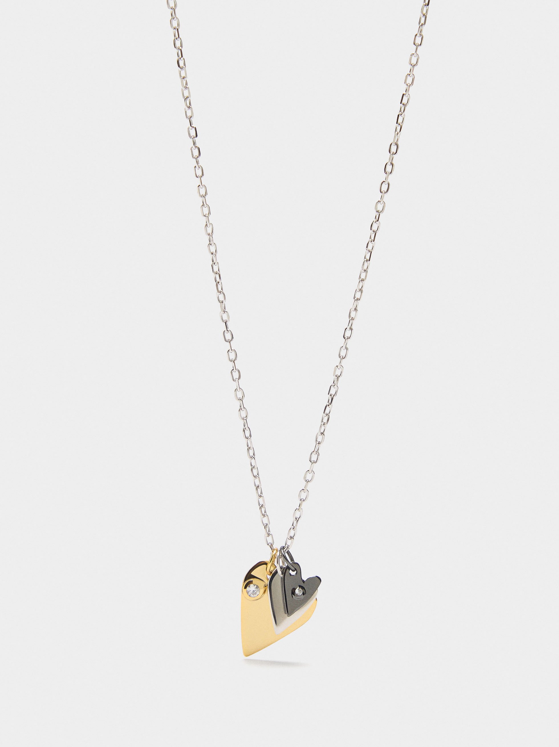 Collier pendentif de cœurs avec zircone - argent sterling 925 image number 0.0