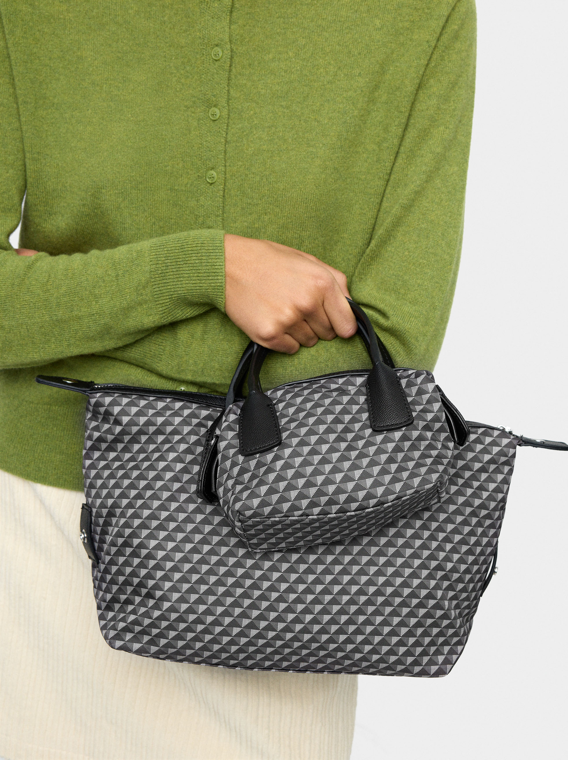 Printed nylon tote bag image number 2.0