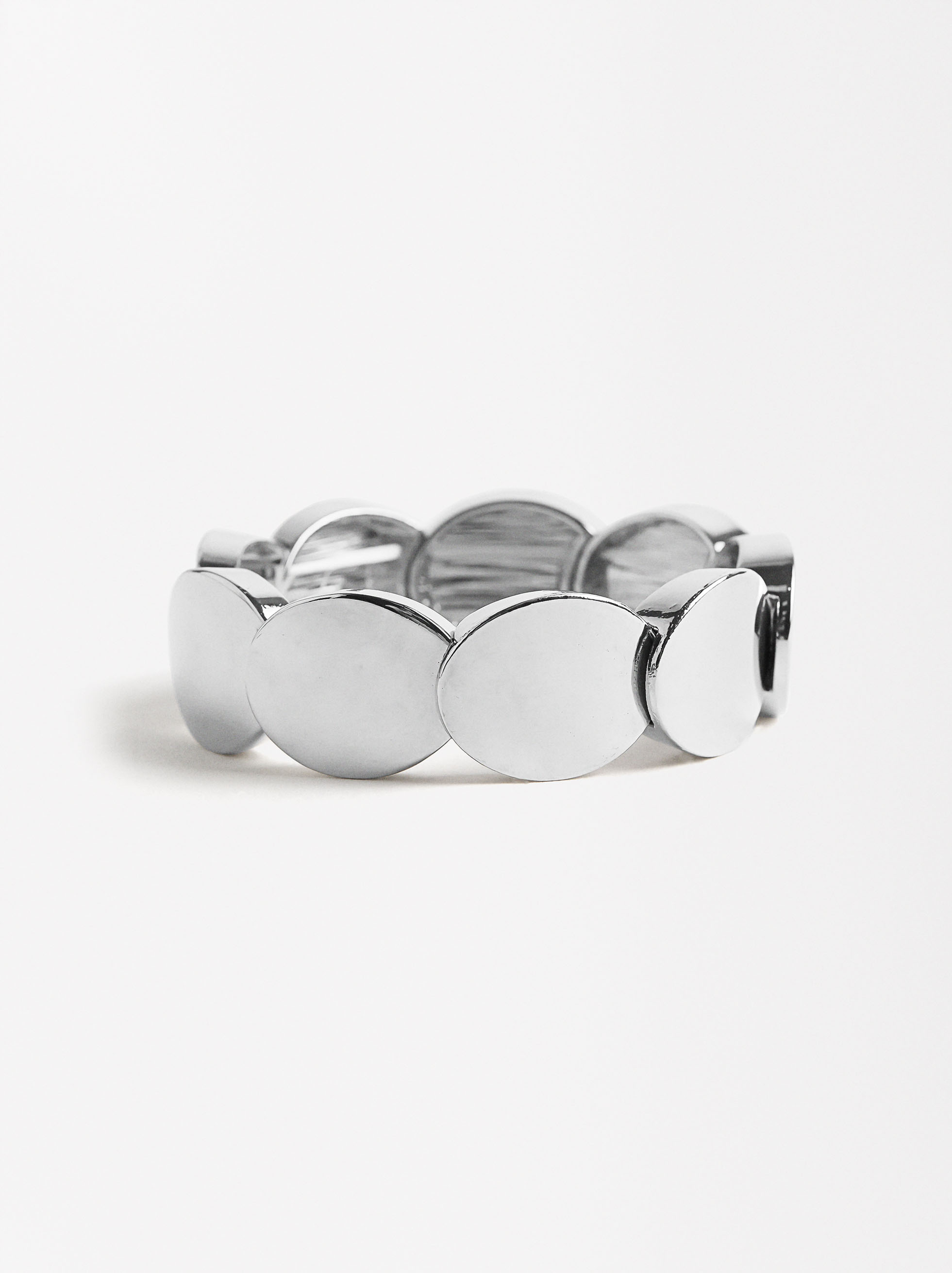 Segmented elastic silver bracelet, Silver, hi-res