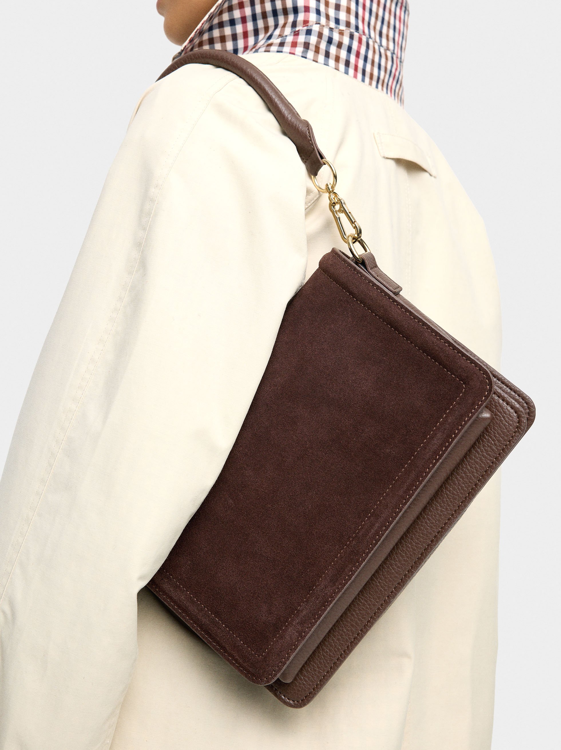 Crossbody bag with flap and leather details image number 1.0